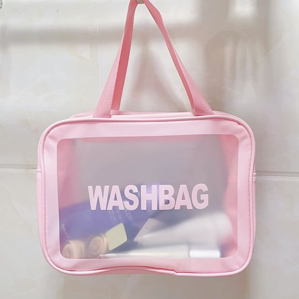 Waterproof PVC Clear Toiletry Bag with Zipper - Large Travel Cosmetic Organizer for Makeup, Toiletries & Essentials - Perfect for Women & Men on Vacation, Gym, Camping & Air Travel