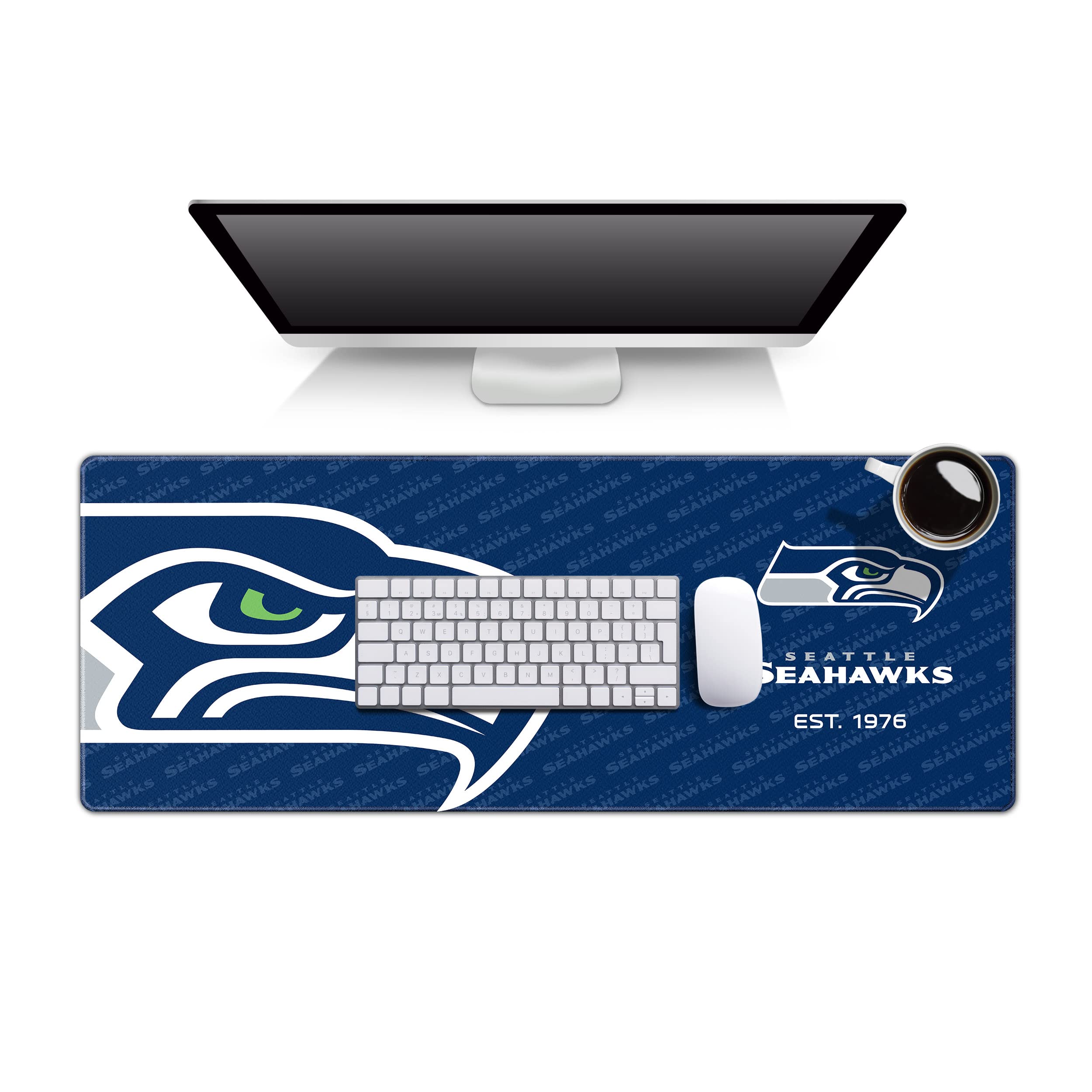 YouTheFan NFL Seattle Seahawks Logo Series Desk Pad - Non-Slip Mouse Pad for Gaming & Office Use - Perfect for Seahawks Fans & Football Enthusiasts