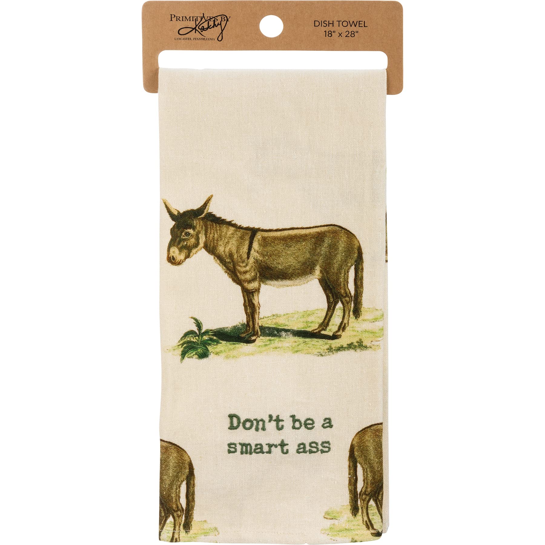 Primitives by Kathy 'Don't Be A Smart Ass' Funny Kitchen Towel - Farmhouse Decor, Dish Drying & Holiday Gift Idea