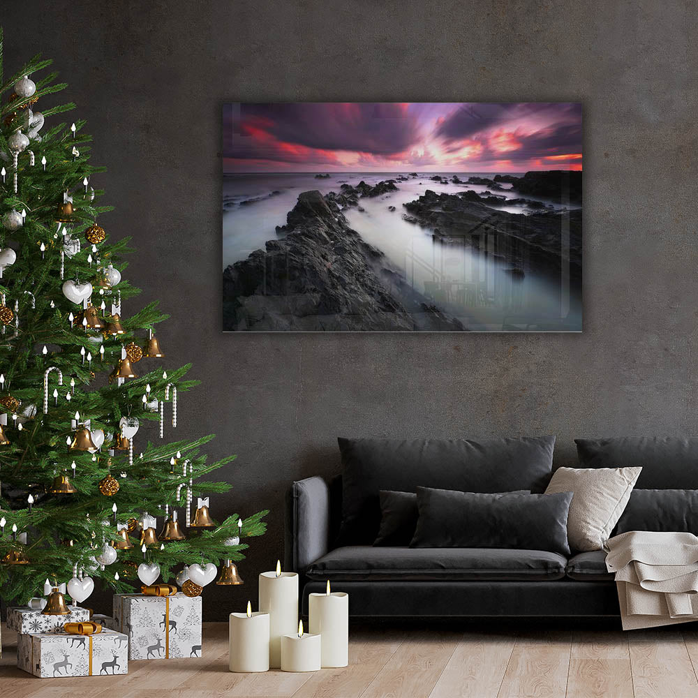 Mystic Sunset - Stunning Handmade Wall Art for Home Decor, Perfect for Living Room, Bedroom & Office | Unique Sunset Painting for Modern Interior Design
