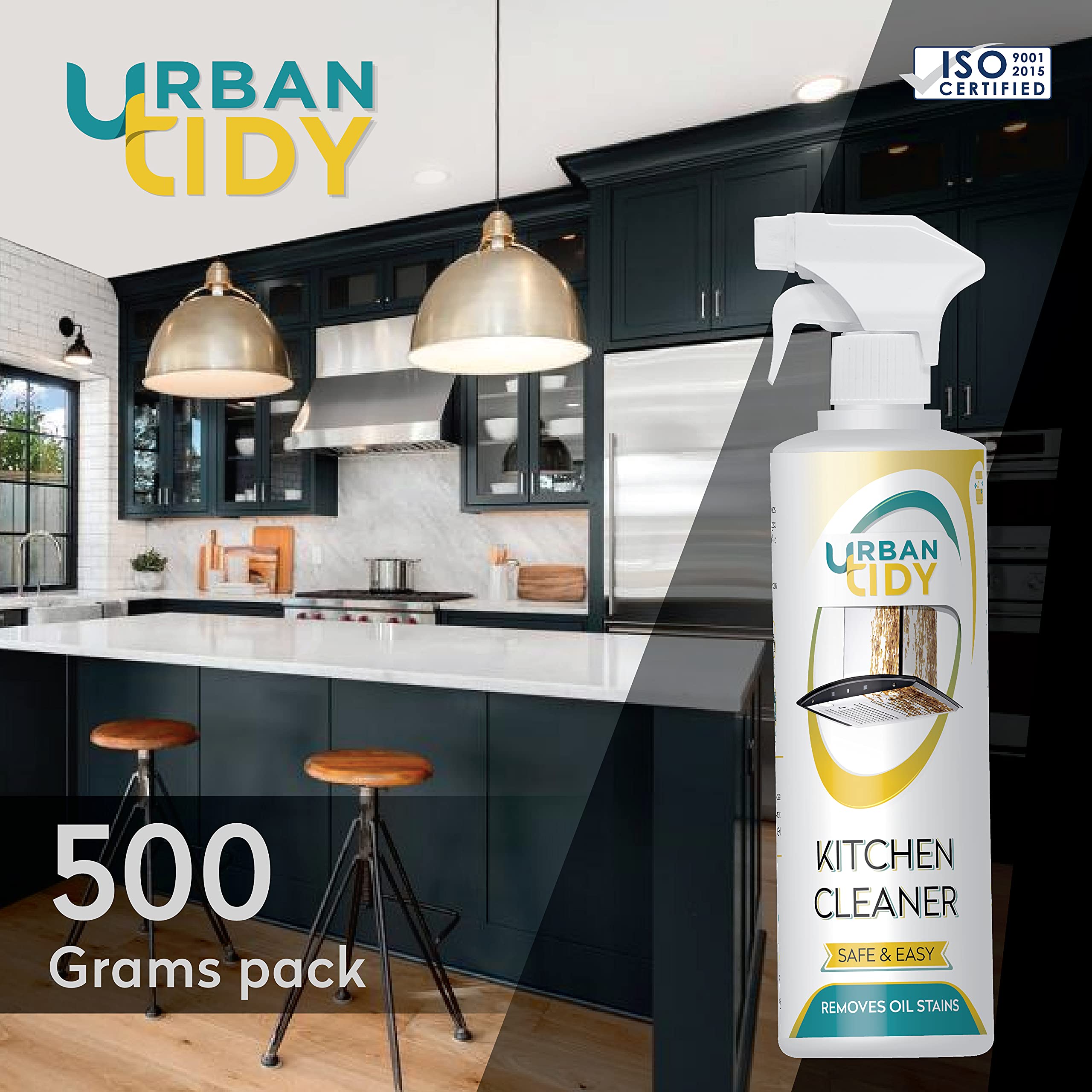 Urban Tidy Kitchen Cleaner - Oil Stain Remover for Gas Stove, Chimney, Oven, Grill & Exhaust Fans | Burnt Pot Cleaner with Lemon Fragrance (500g) | Perfect for Deep Cleaning and Degreasing Kitchen Appliances