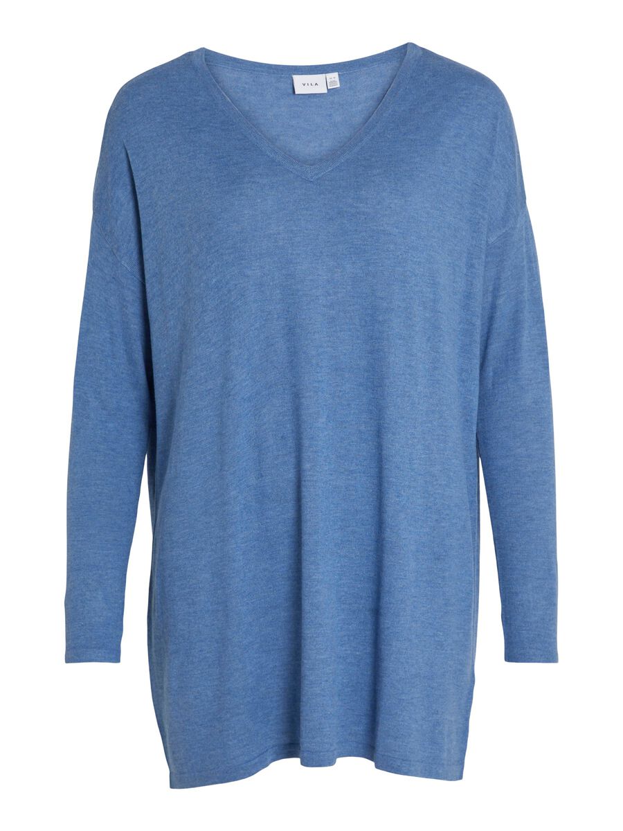Bella Women's V-Neck T-Shirt - Soft Casual Federal Blue Top for Everyday Wear | Perfect for Work, Outings & Layering