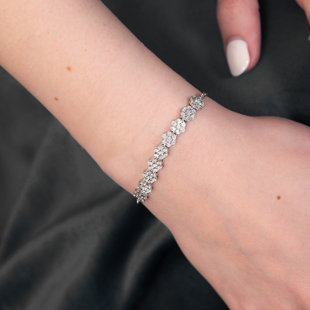 25-Piece Sterling Silver Diamond Slider Bracelet Set for Women - Elegant Stackable Jewelry for Parties, Weddings & Everyday Wear