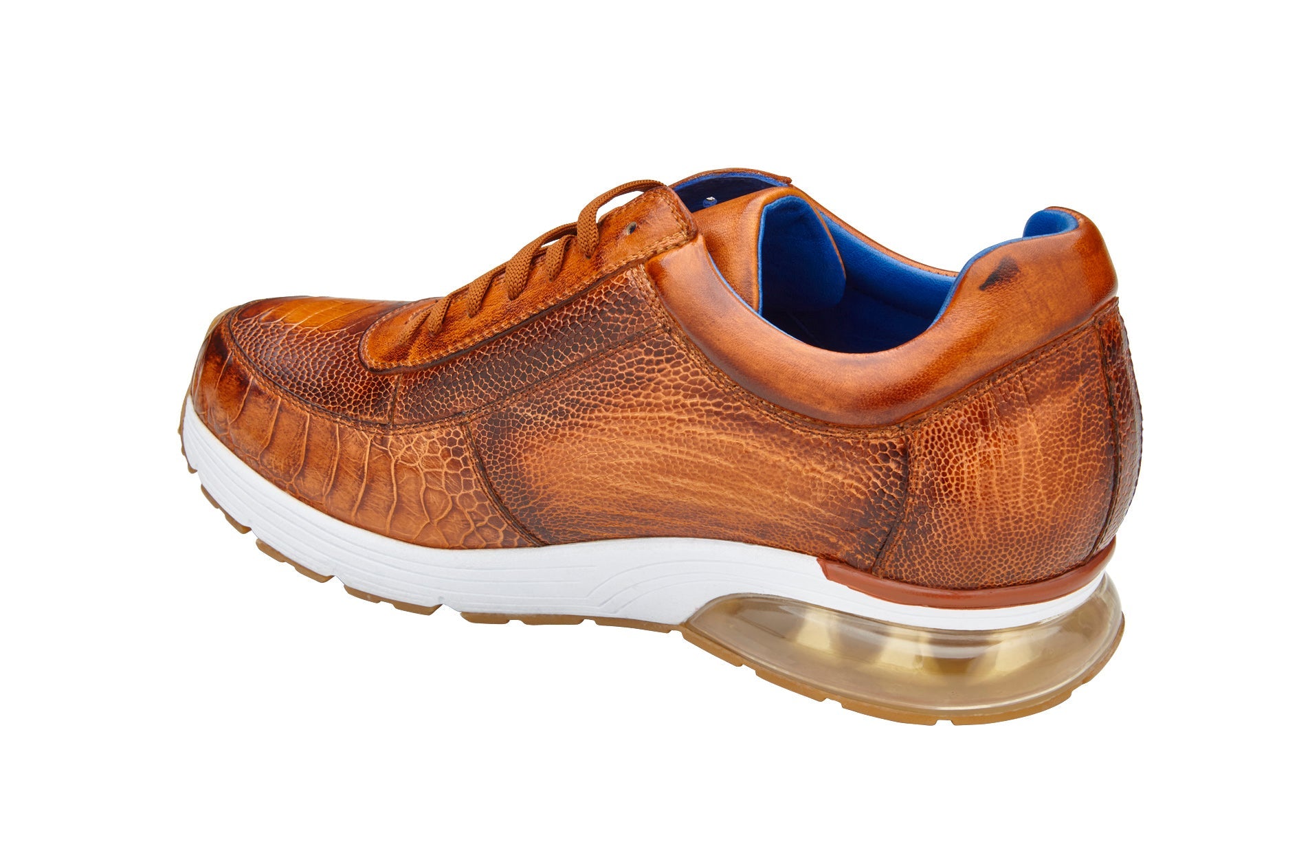 Belvedere Todd Genuine Ostrich Leather Sneakers in Antique Brandy - E02 | Premium Men's Casual Shoes for Business & Social Events