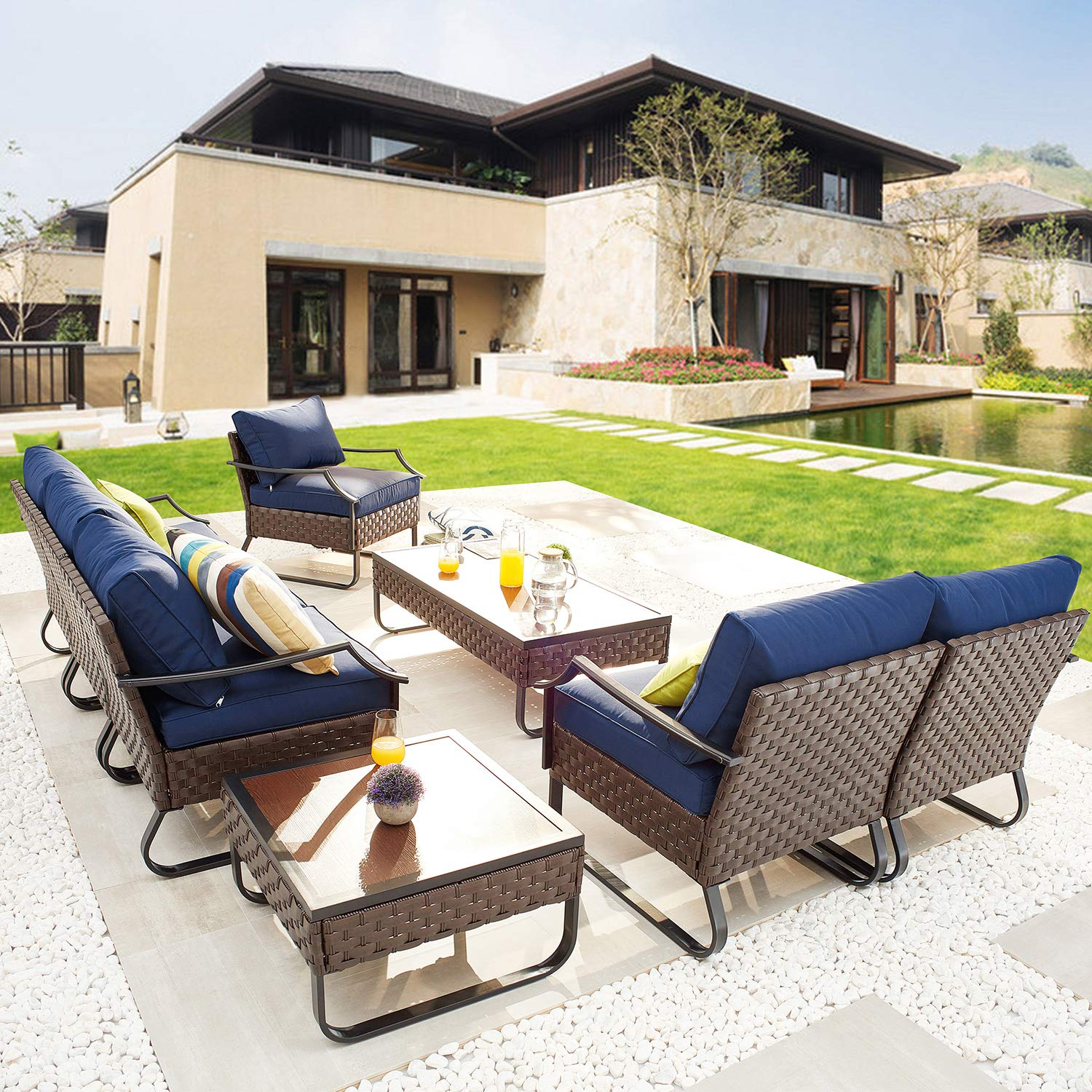 **PatioFestival 8-Piece Outdoor Furniture Set with Thick 8.66