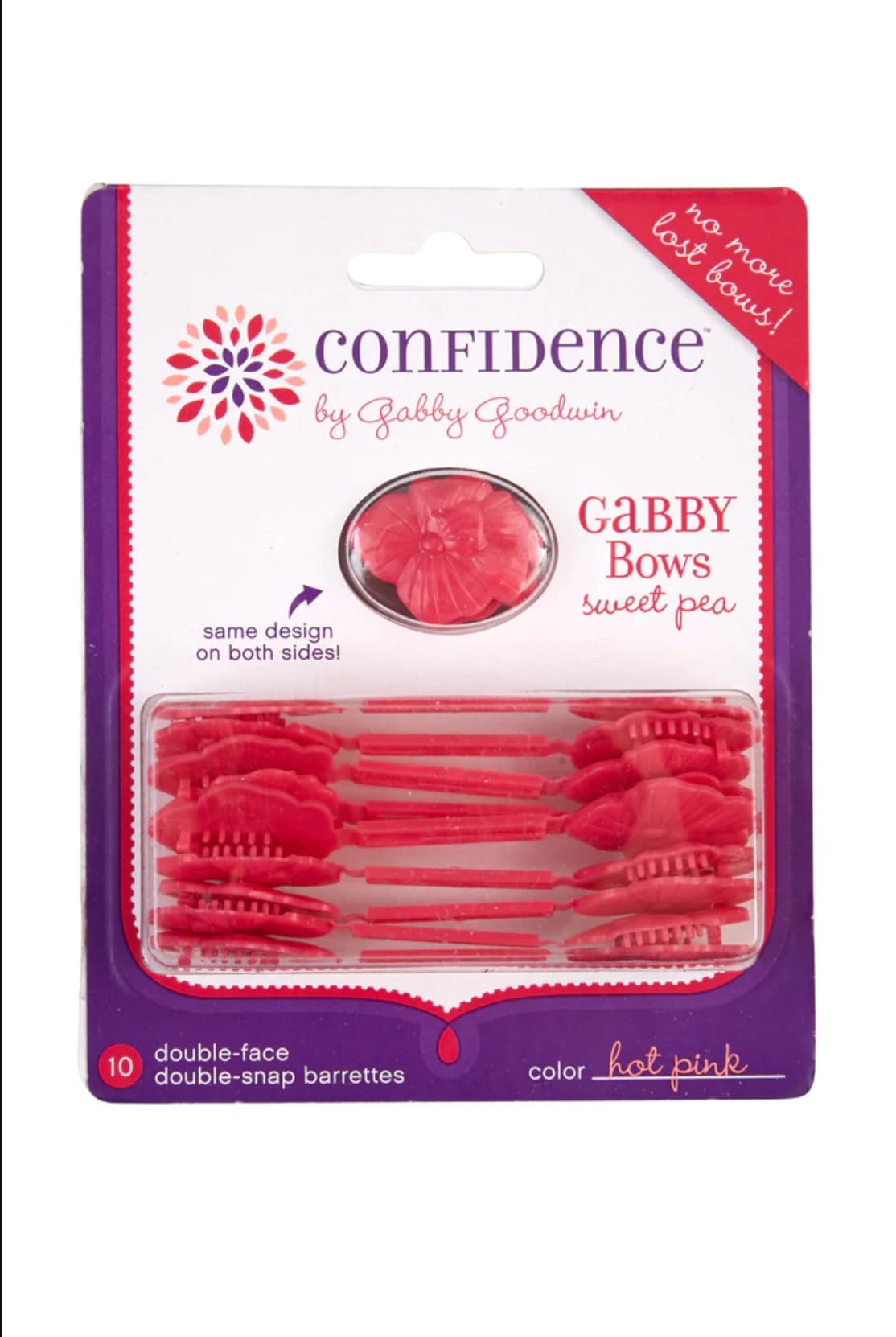 Confidence GaBBY Bows - Patented Non-Slip Double-Sided Snap Barrettes Hair Clips - 10 Pack Hot Pink - Perfect for Girls' Hair Accessories, School, Parties & Special Occasions