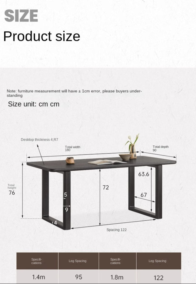 Solid Oak Wood Modern Large Dining Table - Farmhouse Style 8-Seater for Kitchen, Dining Room & Open Concept Living Spaces