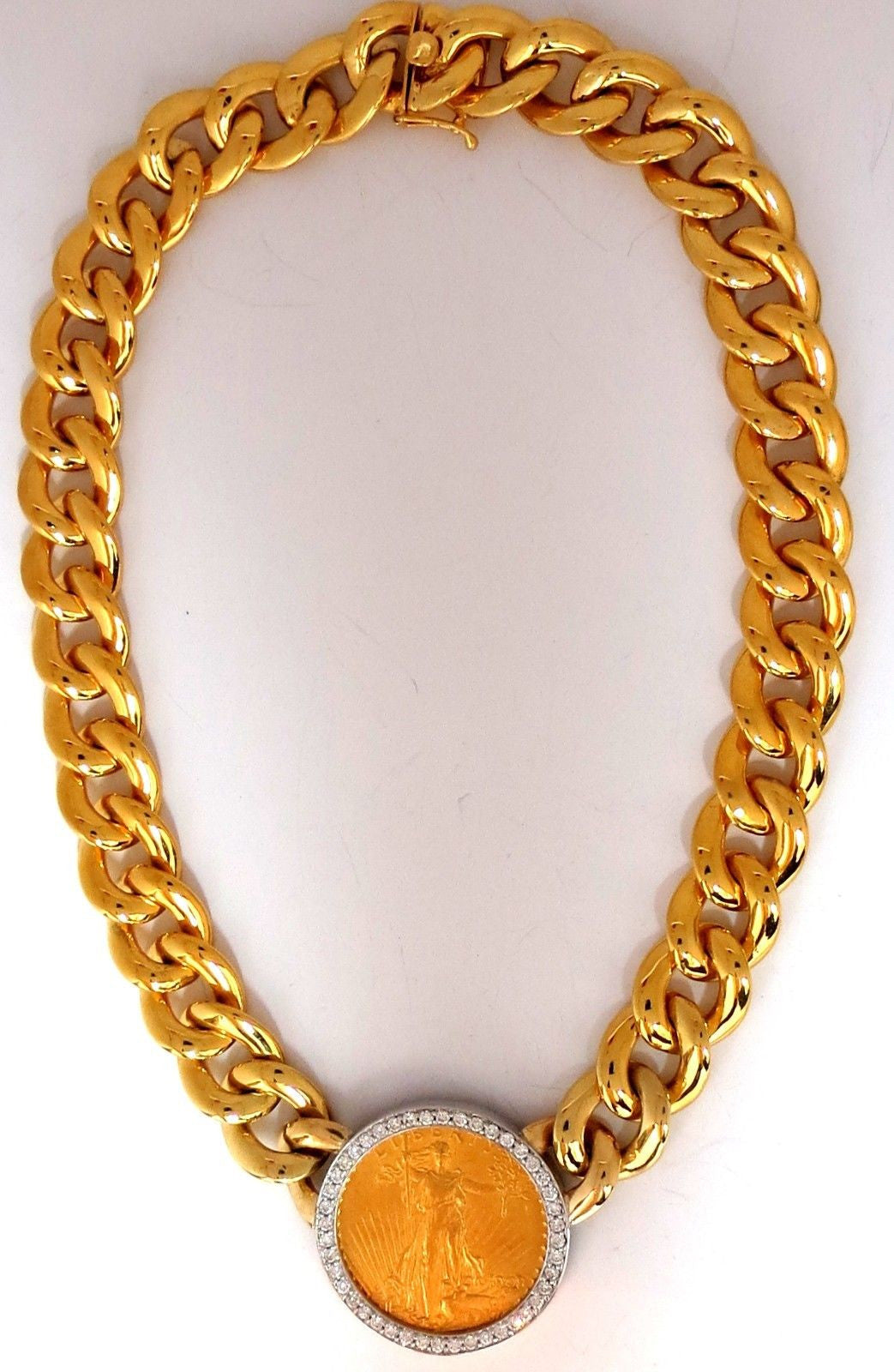 **1908 Liberty Fine Gold Coin 2.00CT Diamond Cuban Link Necklace – Vintage Luxury Jewelry for Men & Women – Perfect for Gifts, Parties & Special Occasions**