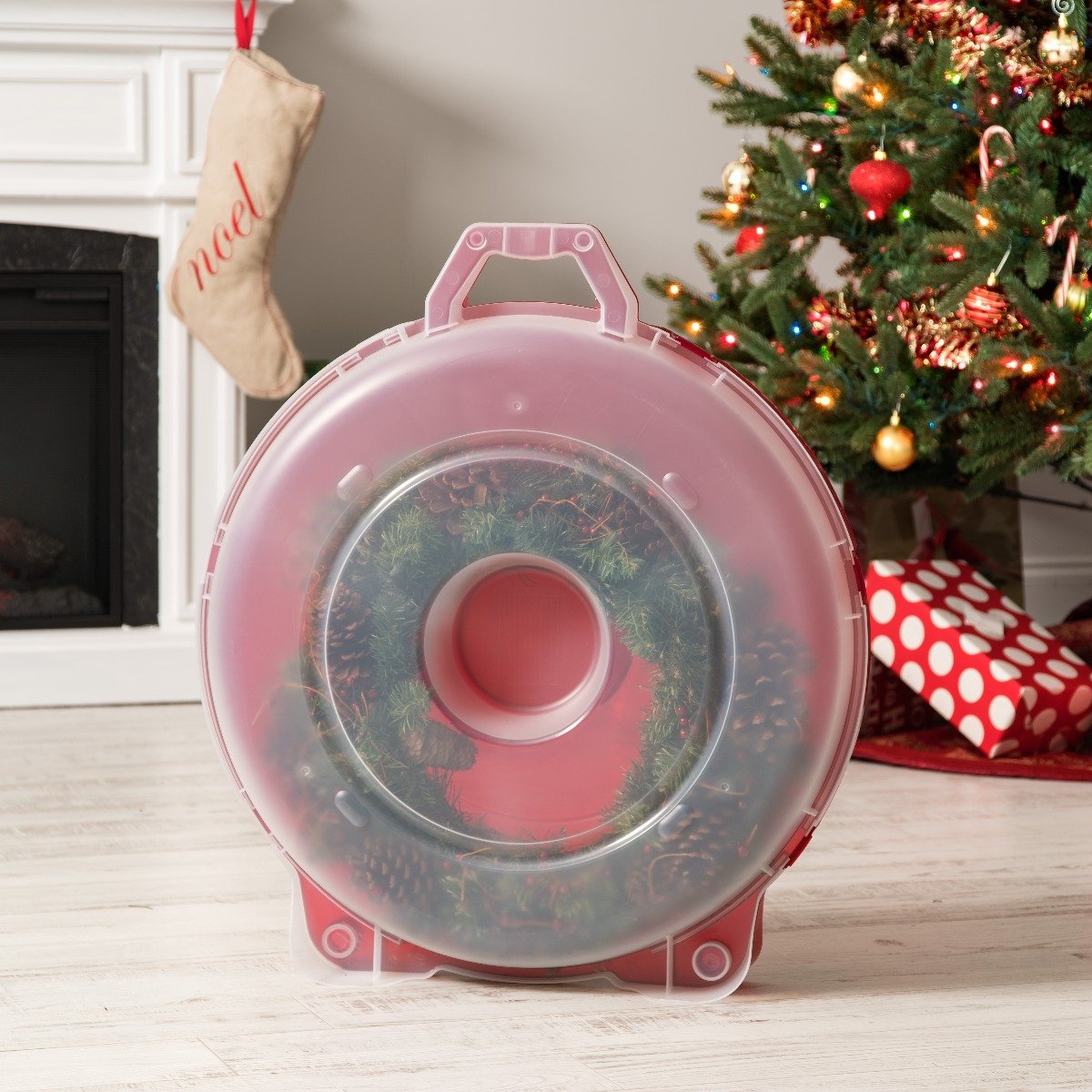 24 Inch Holiday Wreath Storage Box - Durable Christmas Decor Organizer for Wreath Protection & Seasonal Decoration Storage - Perfect for Home, Garage, and Attic Organization