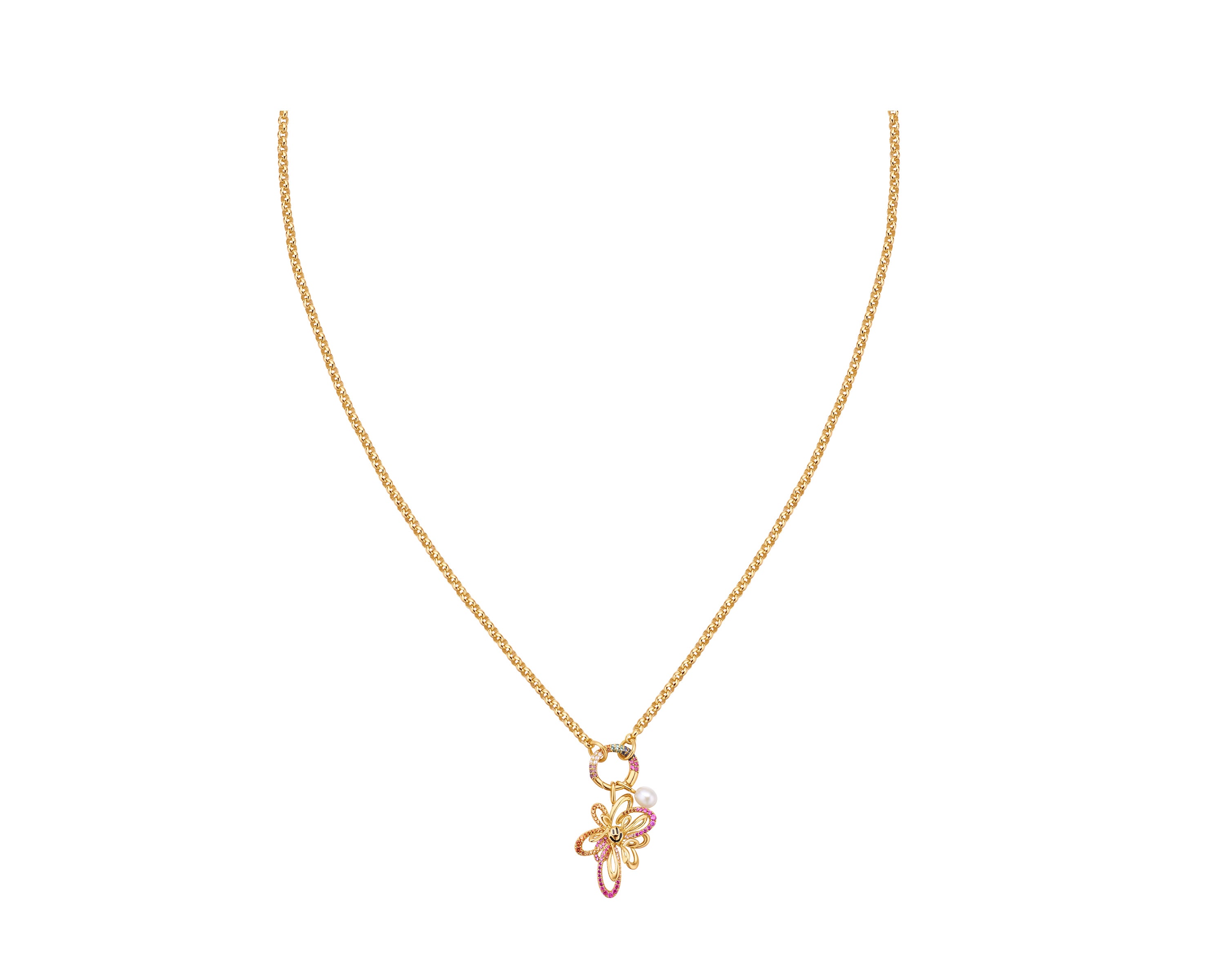Gold Flower Power Rainbow Charm Necklace - Elegant Bohemian Jewelry for Women | Perfect for Festivals, Parties & Everyday Wear