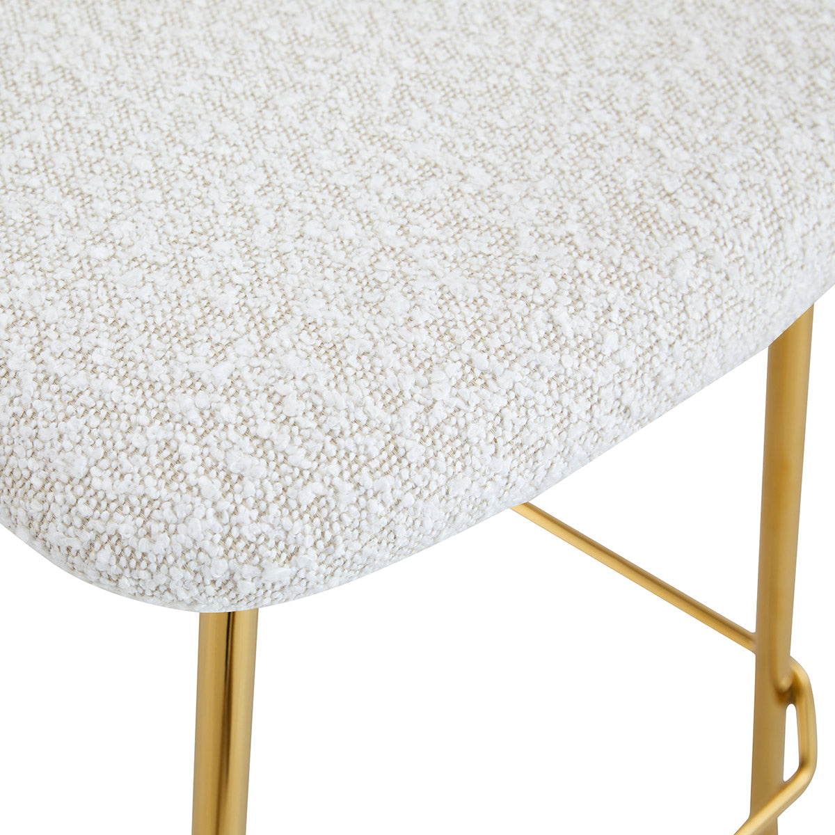 Anita Boucle Bar Stools Set of 2 - Modern Upholstered Counter Height Stools with Metal Legs - Perfect for Kitchen Island, Breakfast Nook & Home Bar Decor