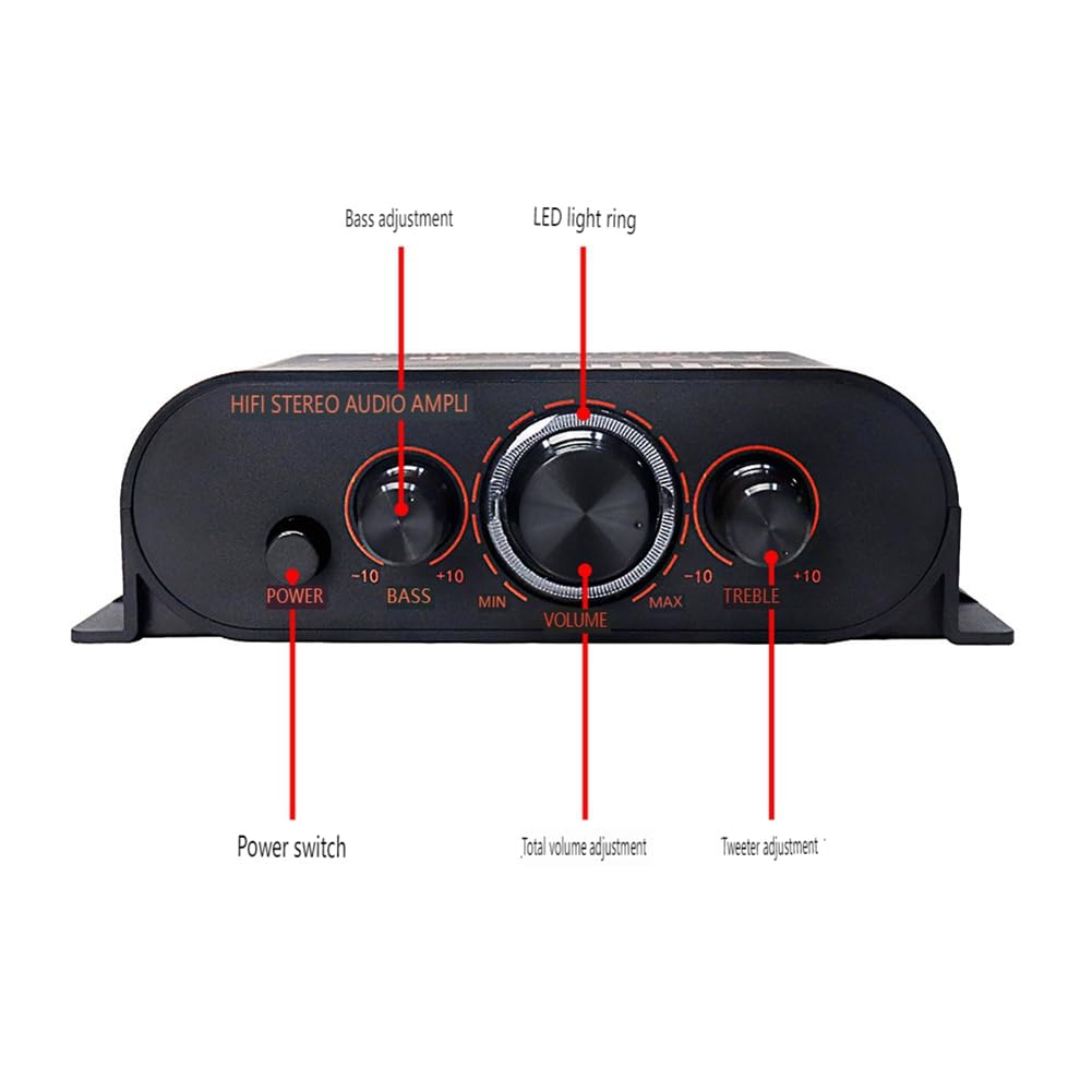 53CC Stereo Amplifier - 2 Channel Home Audio Power Amplifier for Passive Speakers | High Fidelity Sound for Home Theater, Music & Gaming Systems