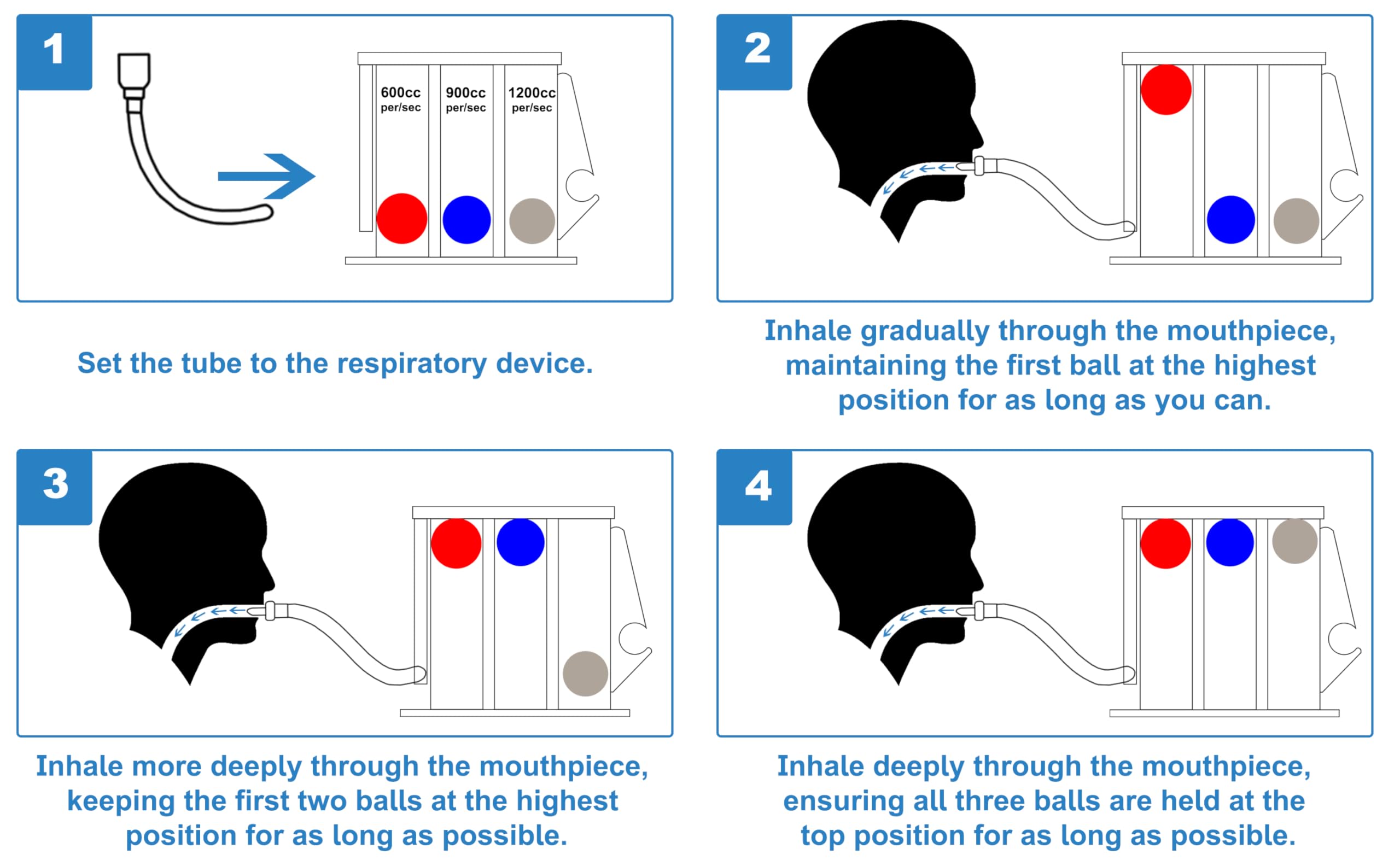 Deep Breathing Exercise Device for Lung Capacity - Portable Respiratory Trainer with Mouthpiece - Improve Breathing & Lung Health - Perfect for COPD, Asthma, Yoga & Meditation