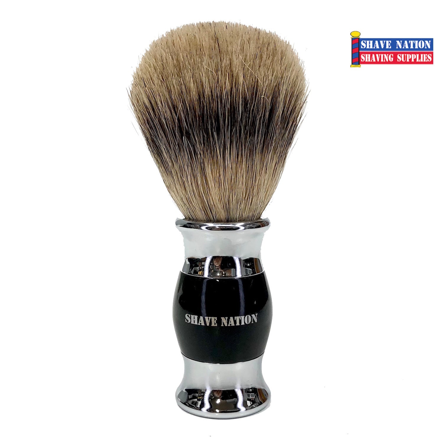 Premium Shaving Brush - Pure Badger Hair with Heavy Black & Chrome Handle for Men | Luxury Wet Shaving, Grooming & Beard Care Essential