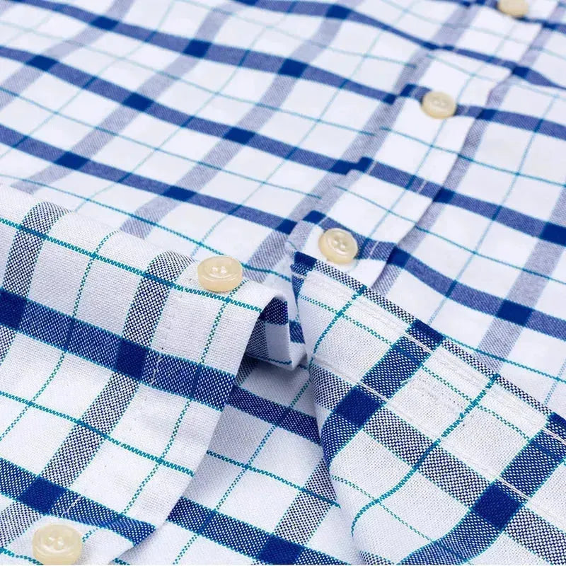 Men's Big Check Short Sleeve Casual Shirt - Stylish Plaid Summer Shirt for Outdoor Activities & Travel