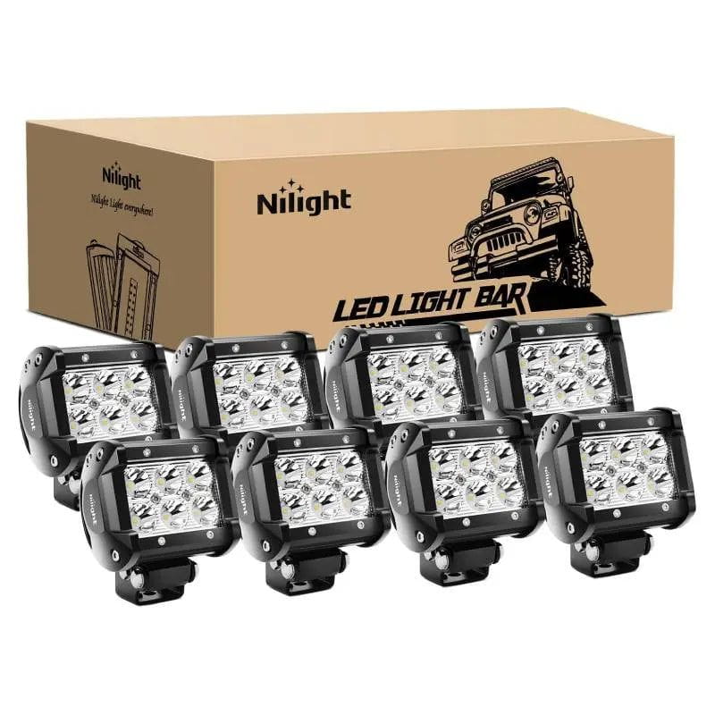 4 Inch 18W 1260LM Double Row LED Spot Pods (4 Pairs) - Bright Off-Road Lighting for Trucks, ATVs, UTVs & Boats - Waterproof & Durable for Outdoor Adventures