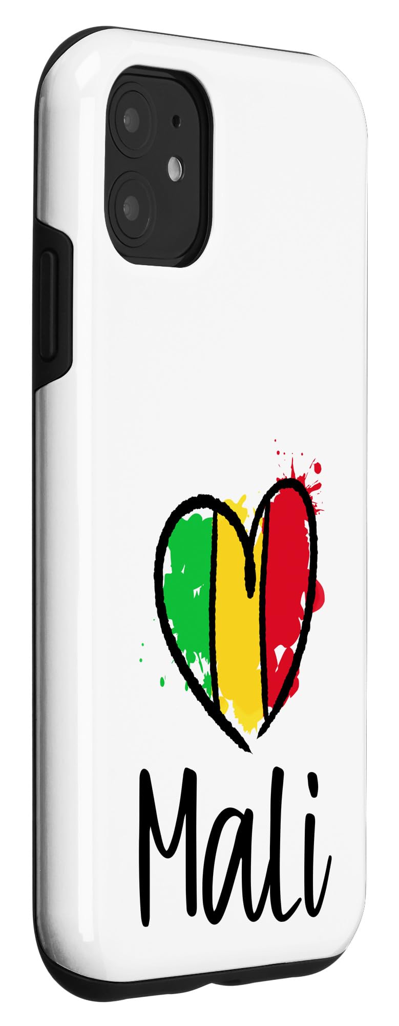 iPhone 11 Case - Mali Heart Line Art Flag Design - Cute African French Malian Gift - Perfect for Travelers, Students & Patriotic Mali Supporters