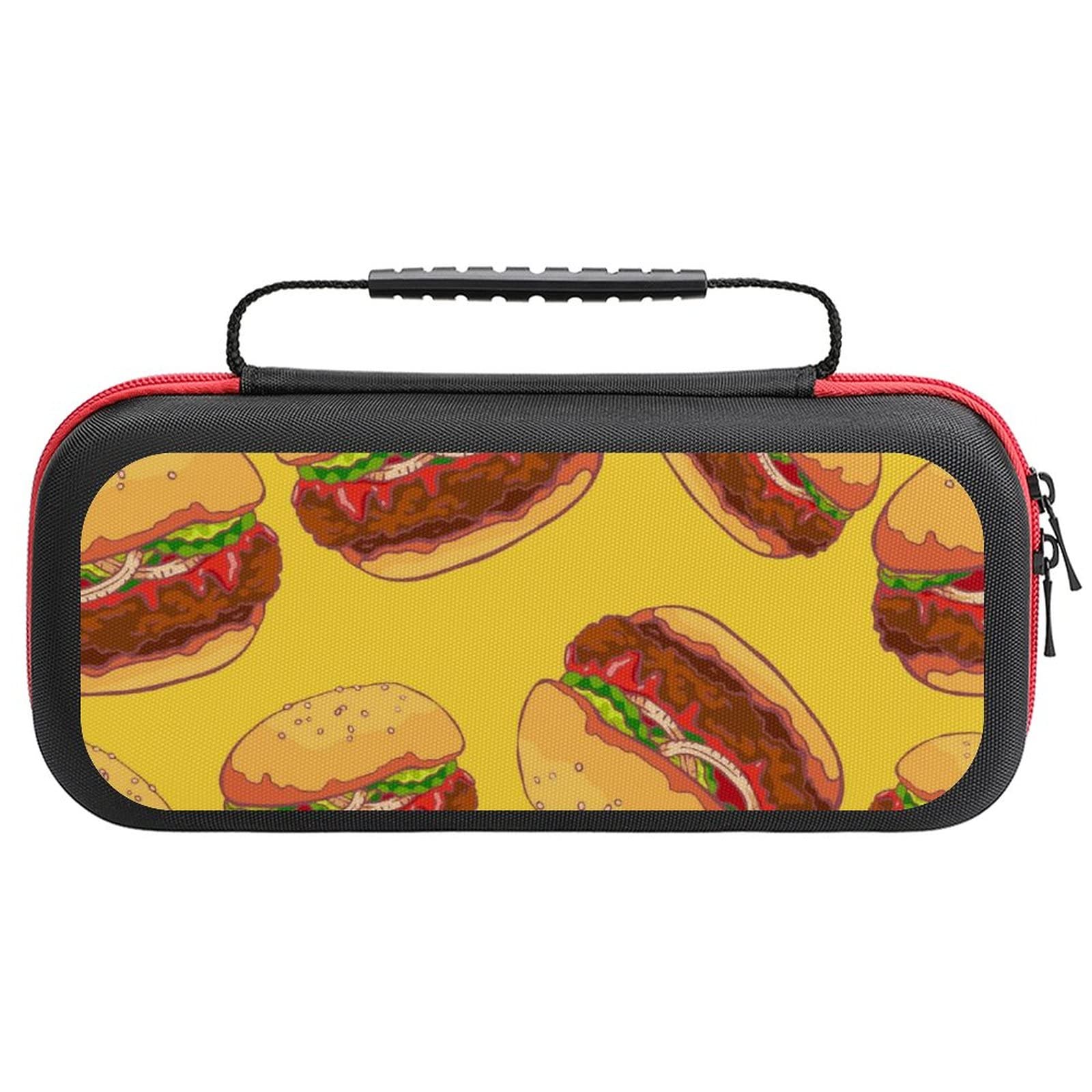FunnyStar Tasty Juicy Greasy Hamburger Themed Carrying Case - Protective Shell Storage Bag for Nintendo Switch - Perfect for Gaming On-The-Go & Travel Accessories