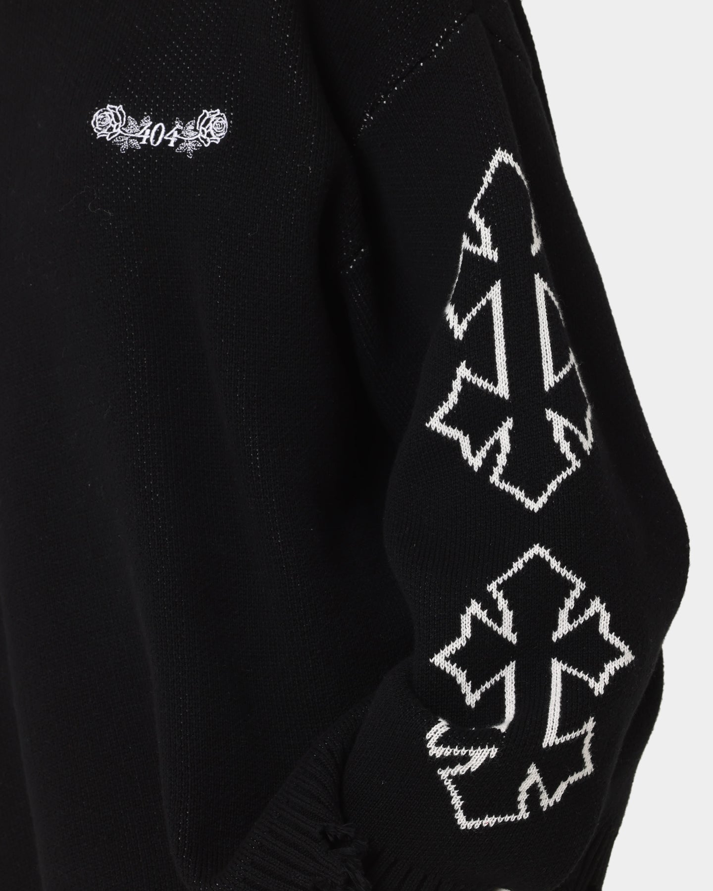 404 Destroyer Knit Sweater for Men - Soft Black Pullover Winter Sweater | Casual Streetwear, Cold Weather Fashion, Everyday Comfort