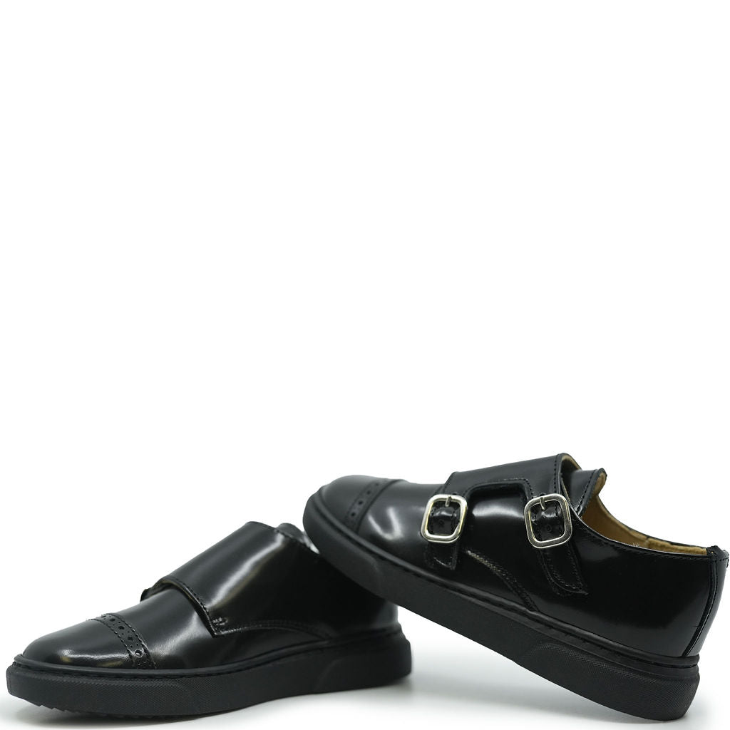 Blublonc Black Florentine Captoe Dress Sneakers for Men - Stylish Casual & Formal Shoes for Work, Wedding & Office Wear
