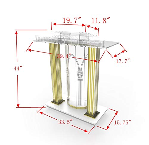 FixtureDisplays® Premium Acrylic Podium with Casters - Clear Lucite Floor Standing Lectern, Rolling Pulpit with Elevated Reading Surface (Model 21231-NPF) - Perfect for Presentations, Speeches, and Church Services