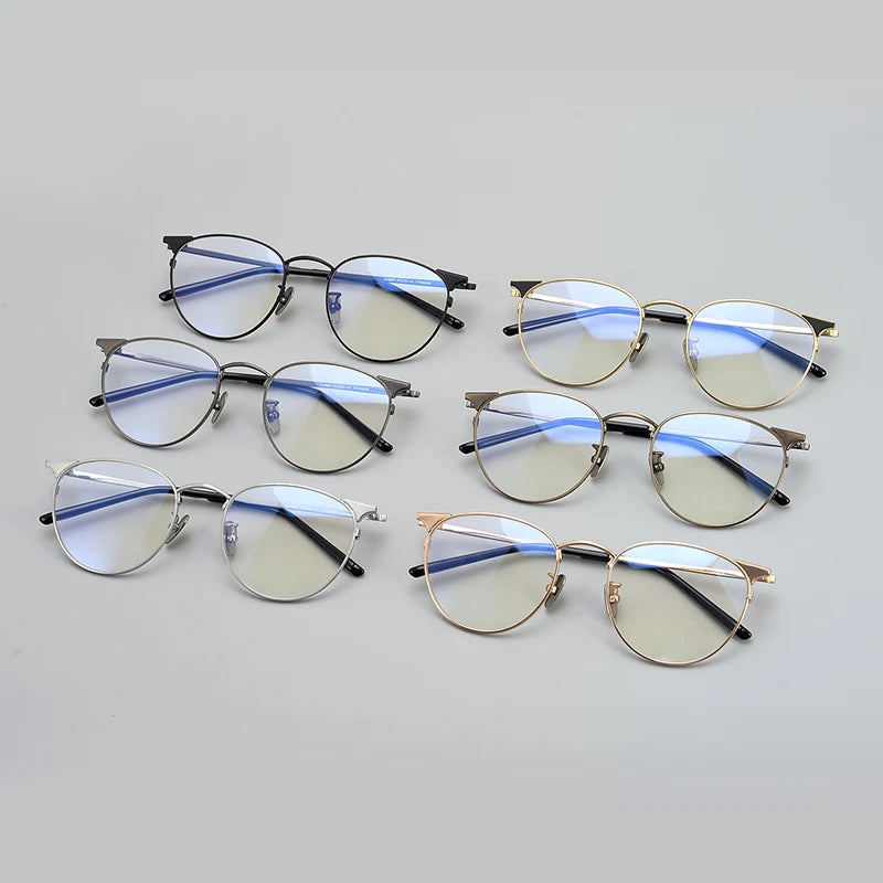Stylish Aimee Unisex Full Rim Round Oval Titanium Eyeglasses Frame 19960 - Lightweight & Durable for Work, Reading & Everyday Wear