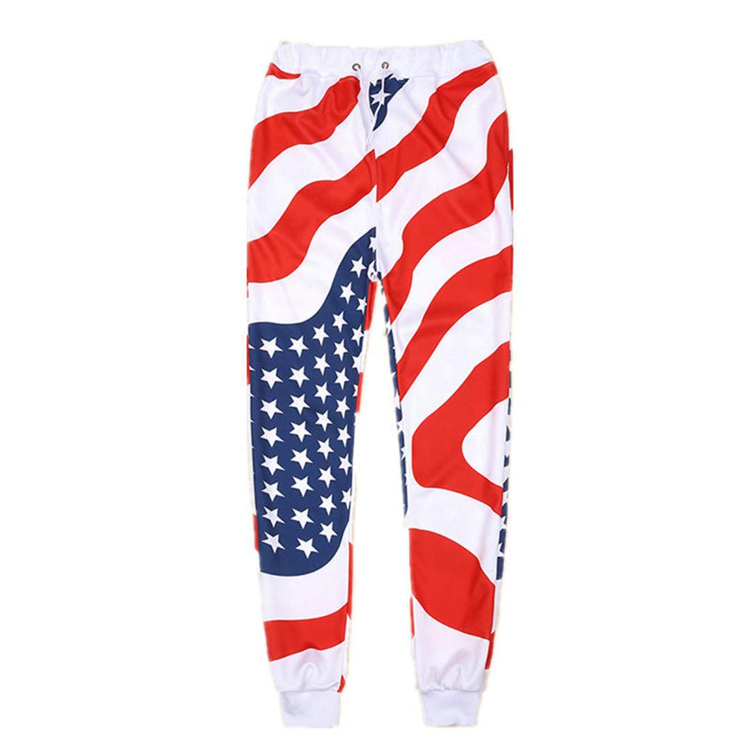 Unisex American Flag Jogger Pants - Stars & Stripes Sweatpants for Men & Women | Comfortable Loose Fit Full Length Trousers | Perfect for Casual Wear, Gym, Lounging & Patriotic Events