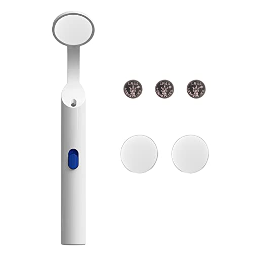 LED Dental Mouth Mirror with Light - Anti-Fog Teeth Inspection Mirror for Dentists & Home Use - Includes 3 Replacement Batteries & 2 Mirrors - Perfect for Dental Exams, Oral Hygiene Checks & DIY Teeth Whitening