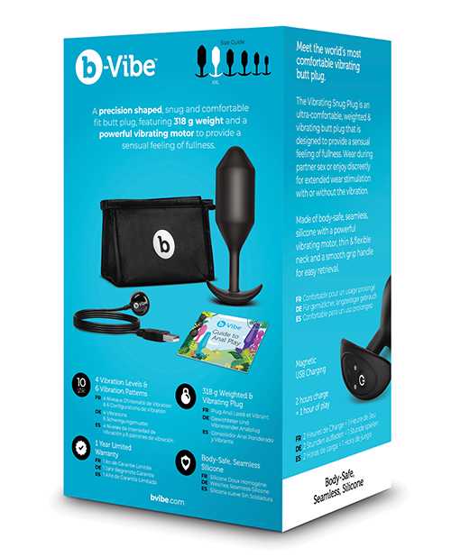 B Vibe Vibrating Snug Plug - Rechargeable Silicone Anal Plug for Men & Women - XXLarge Black - Perfect for Solo Play & Couples Intimacy