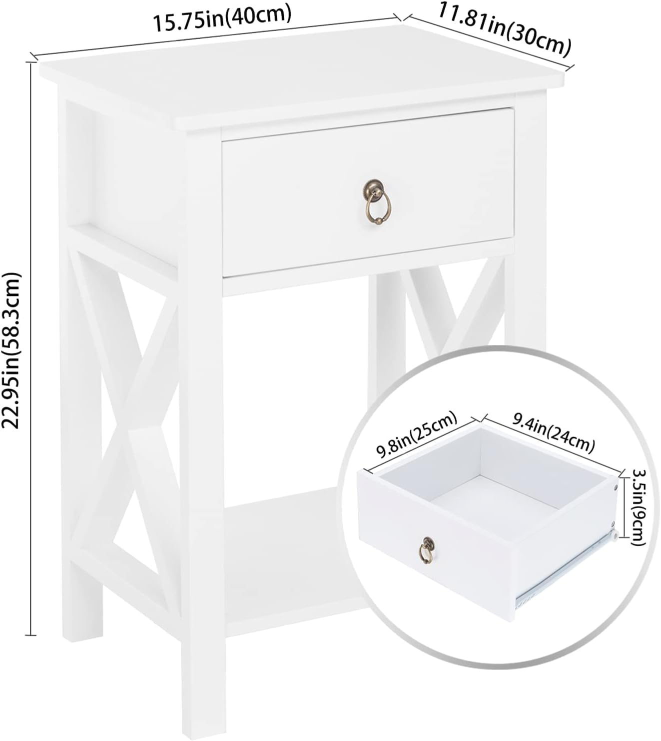 Bonnlo White Nightstands Set of 2 with Drawer - Farmhouse Style Bedside Tables for Small Spaces - Perfect for Bedroom, Kids Room, Living Room & Office - End Tables with Storage for Home Decor