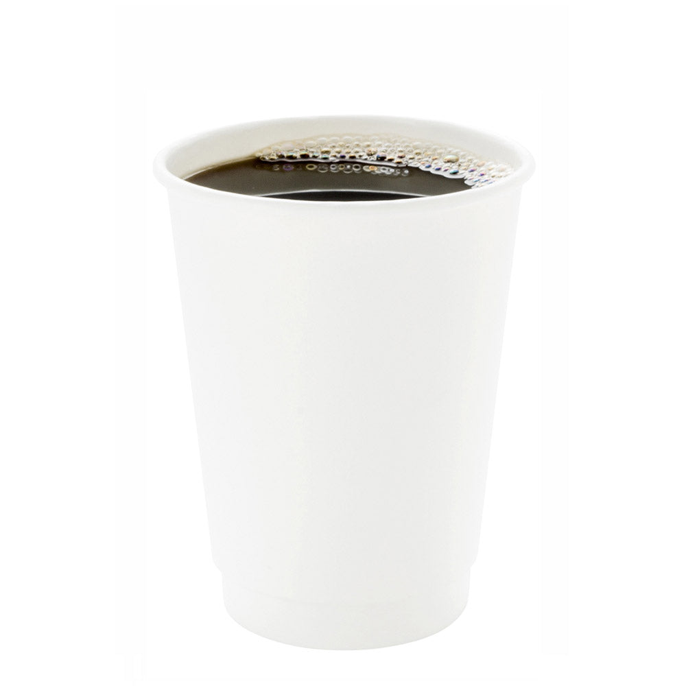 12 oz White Double Wall Paper Coffee Cups - 25 Count Box (3.5