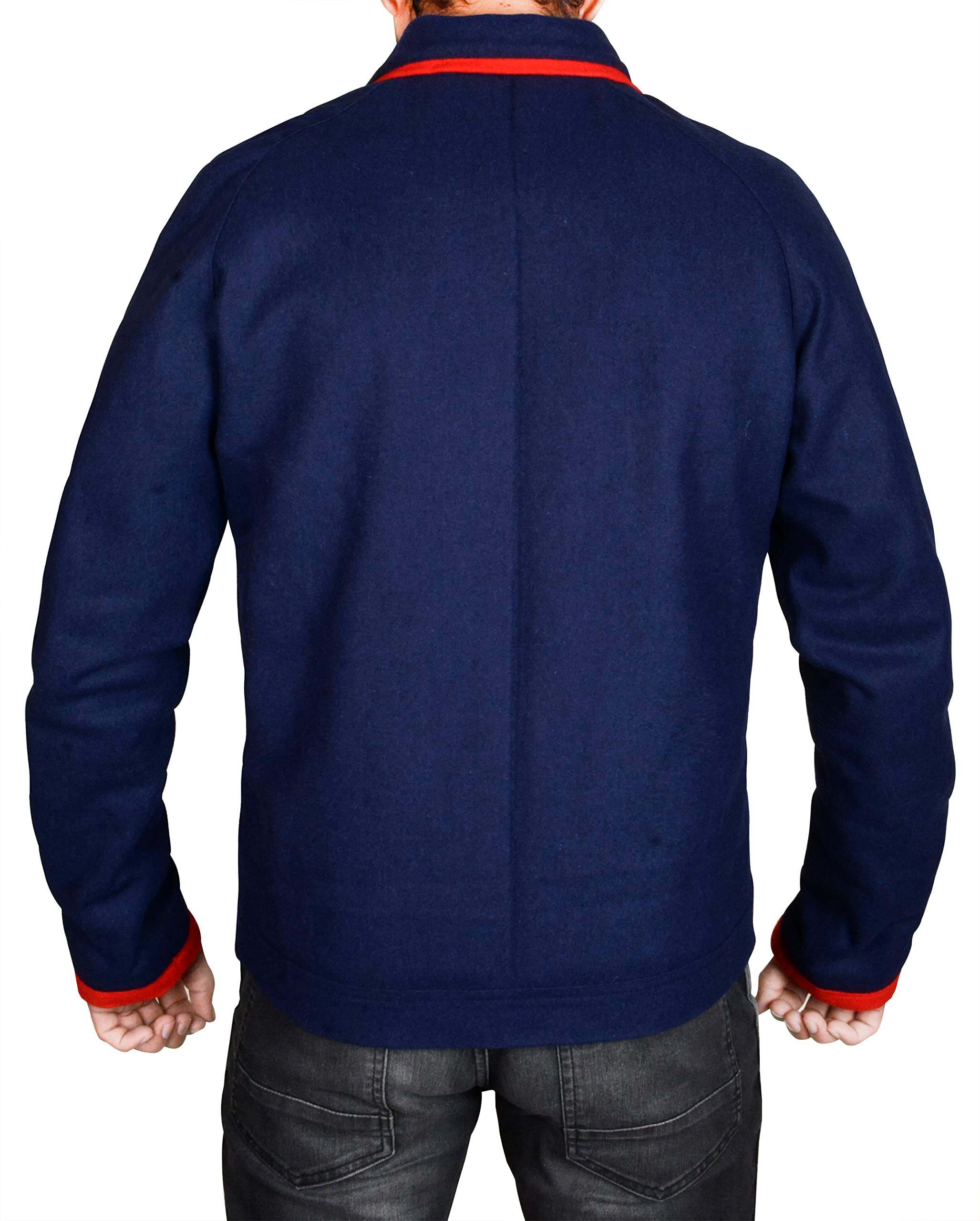 Ted Track Jacket Active Sweater - Jason Sudeikis Inspired Sports Coat - Blue Wool Football Coach Jacket for Men | Perfect for Casual Wear, Game Days & Outdoor Activities