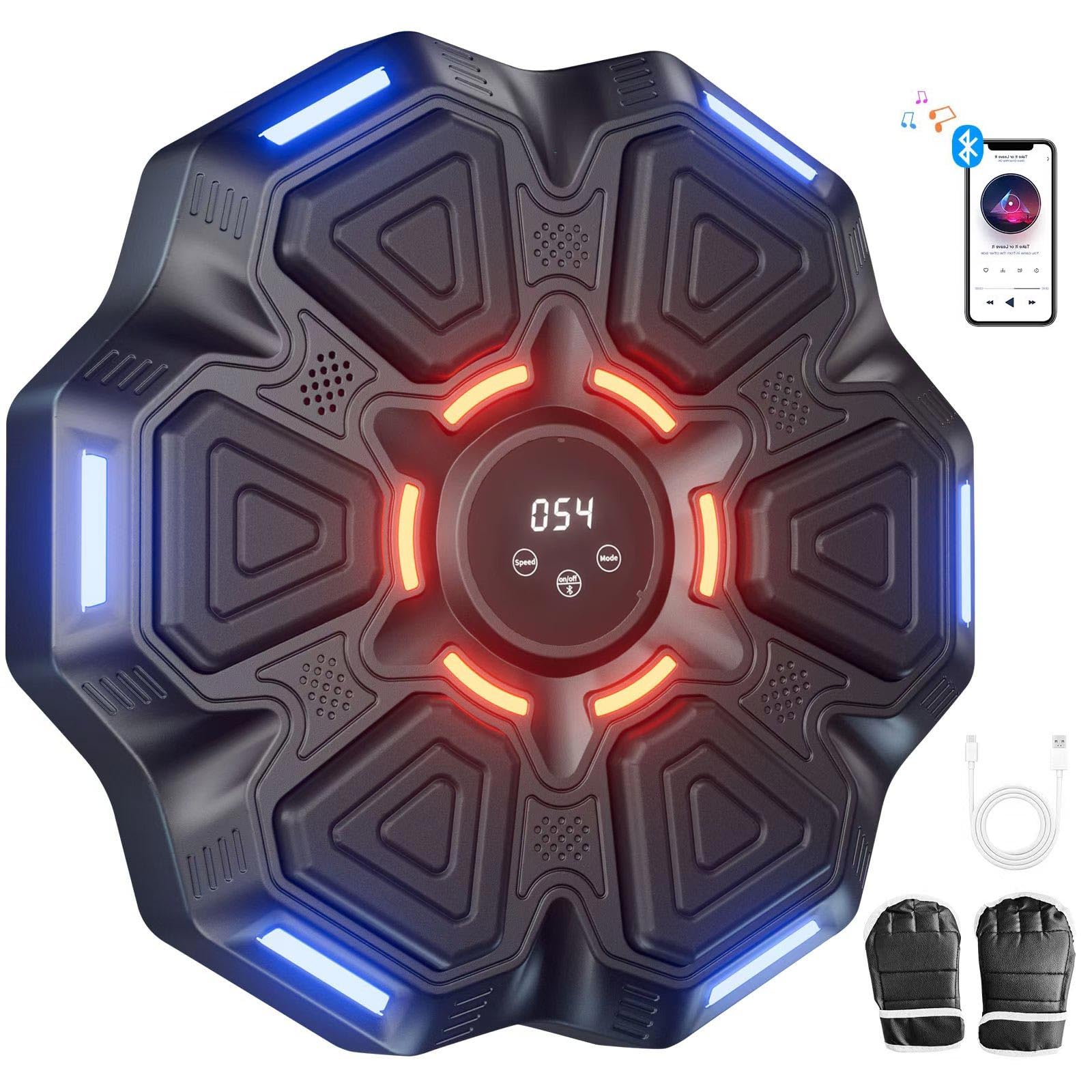Music Boxing Machine - 9 Modes & 9 Speeds Punching Bag with Gloves for Adults, Kids & Women | Wall Mount Punching Pad for Boxing Training & Fitness Workouts | Perfect for Home Gym, Stress Relief & Cardio Exercise