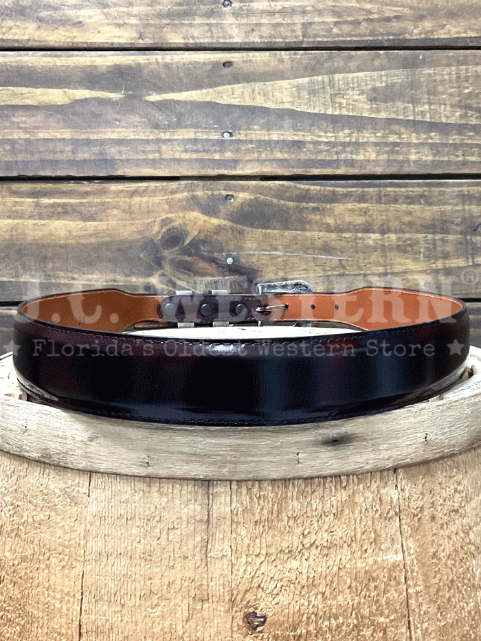 Lucchese W03106 6301 36 Genuine Goat Leather Tapered Belt in Black Cherry - Size 36 | Western Style Accessory for Men | Perfect for Cowboy Boots, Jeans & Casual Outfits