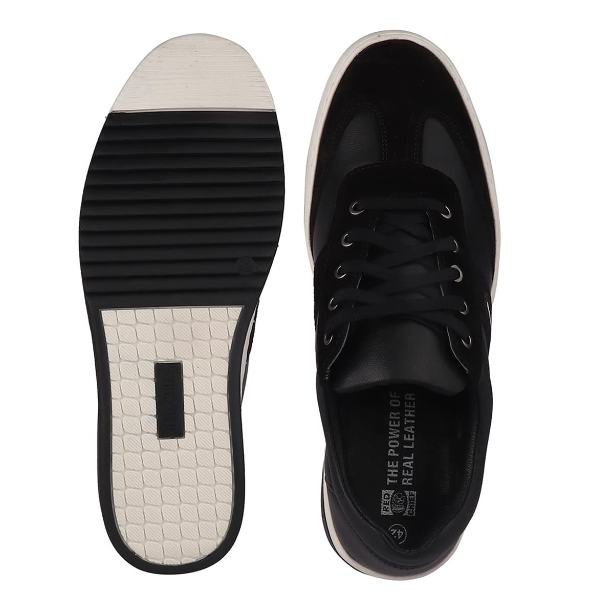 Red Chief Men's Black Leather Sneakers - Comfortable & Stylish Casual Shoes for Walking, Travel & Everyday Wear