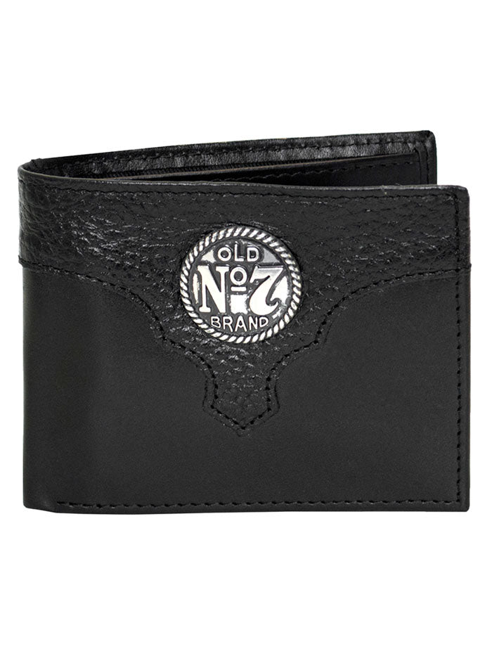 Authentic Jack Daniels Old No.7 Bifold Leather Wallet for Men - Genuine Leather Money Clip Wallet (Black) - Perfect for Everyday Carry, Gift for Whiskey Lovers