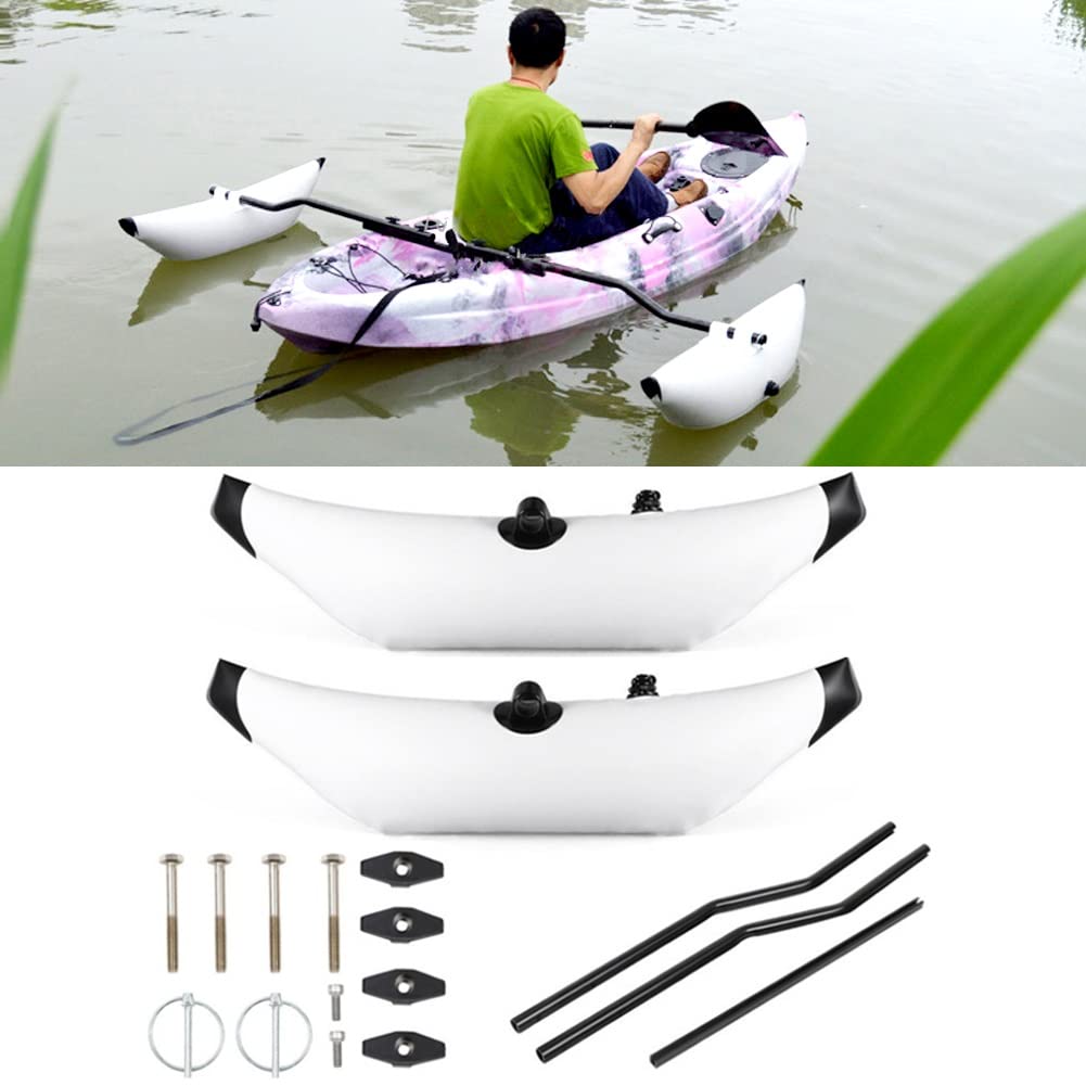 2Pcs Inflatable Kayak Stabilizer Floats - Canoe Outrigger Buoy Stand System Kit for Kayaking & Canoeing | PVC Material, White Color | Perfect for Fishing, Stand-Up Paddling & Water Sports