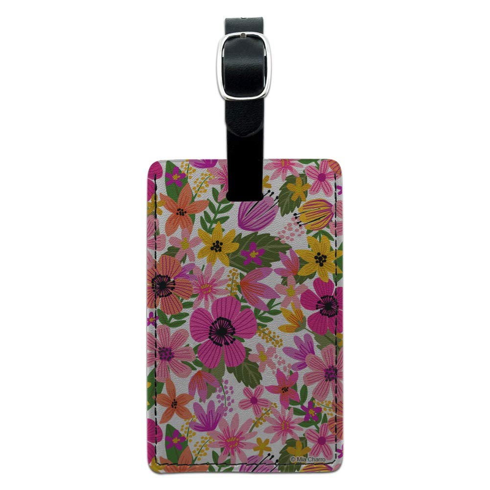Vivid Flowers Rectangle Leather Luggage Tag - Durable Suitcase ID Tag for Travel Bags & Carry-Ons - Perfect for Airports, Business Trips & Vacation Identification