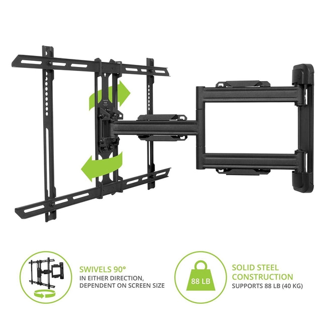 Kanto PS350 Full Motion TV Wall Mount for 37-60 Inch Flat Screen TVs - Adjustable Tilt & Swivel for Living Room, Bedroom, or Home Theater Setup