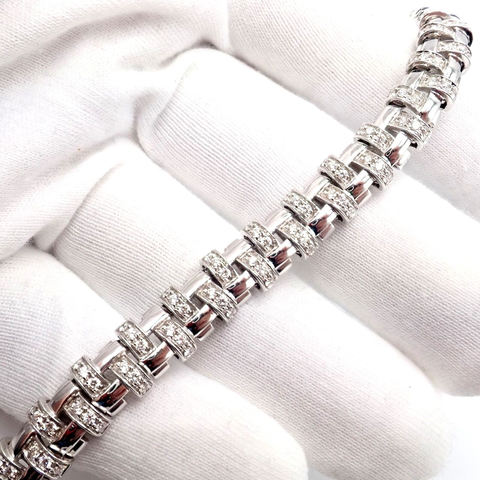 Authentic Tiffany & Co Vannerie 18k White Gold Basket Weave Diamond Necklace | Luxury Jewelry for Women | Perfect for Weddings, Anniversaries & Special Occasions