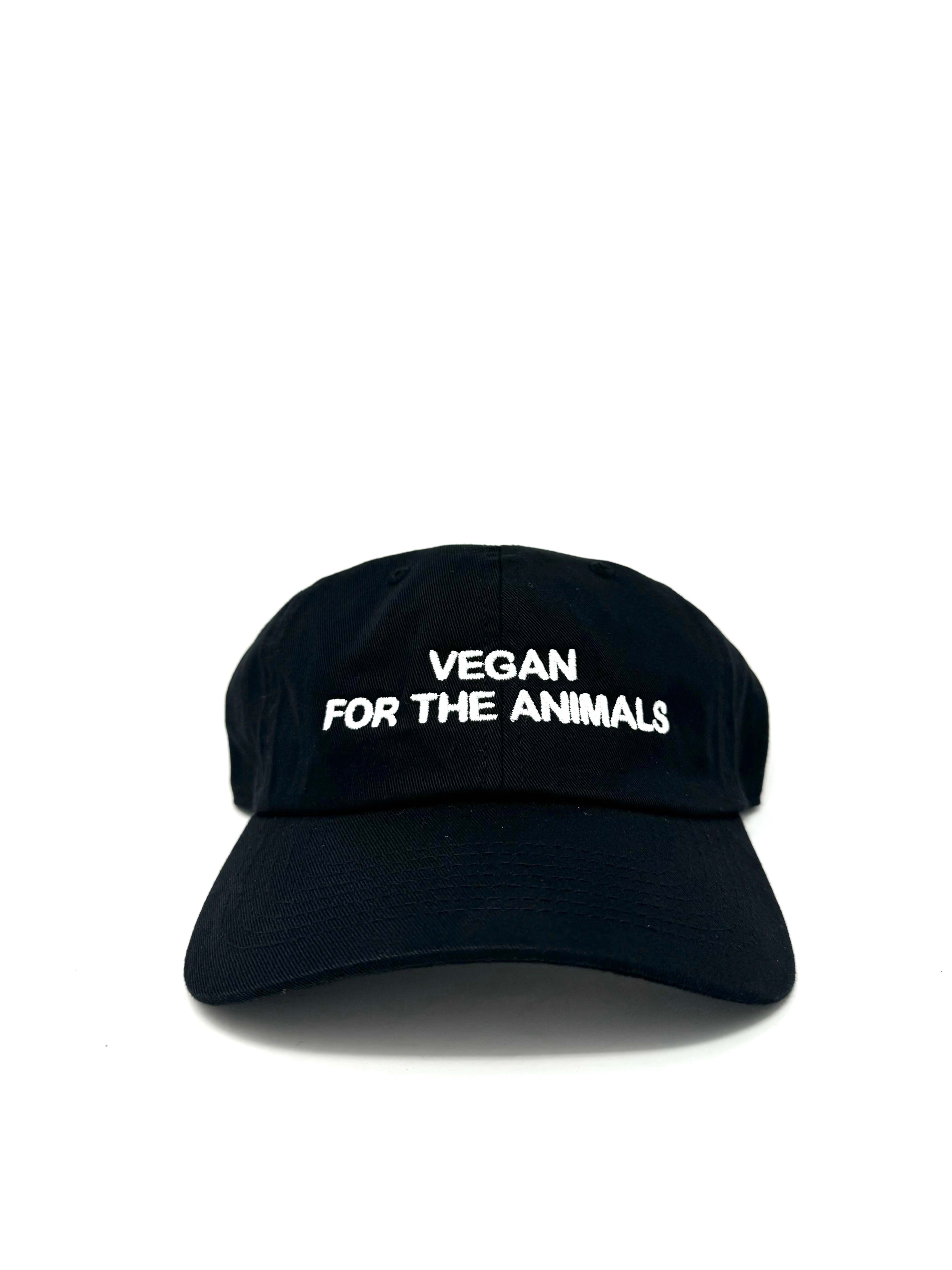 Vegan for the Animals Hat - Cruelty-Free Black Cotton Baseball Cap for Animal Lovers | Perfect for Vegan Protests, Animal Rights Events & Everyday Ethical Fashion