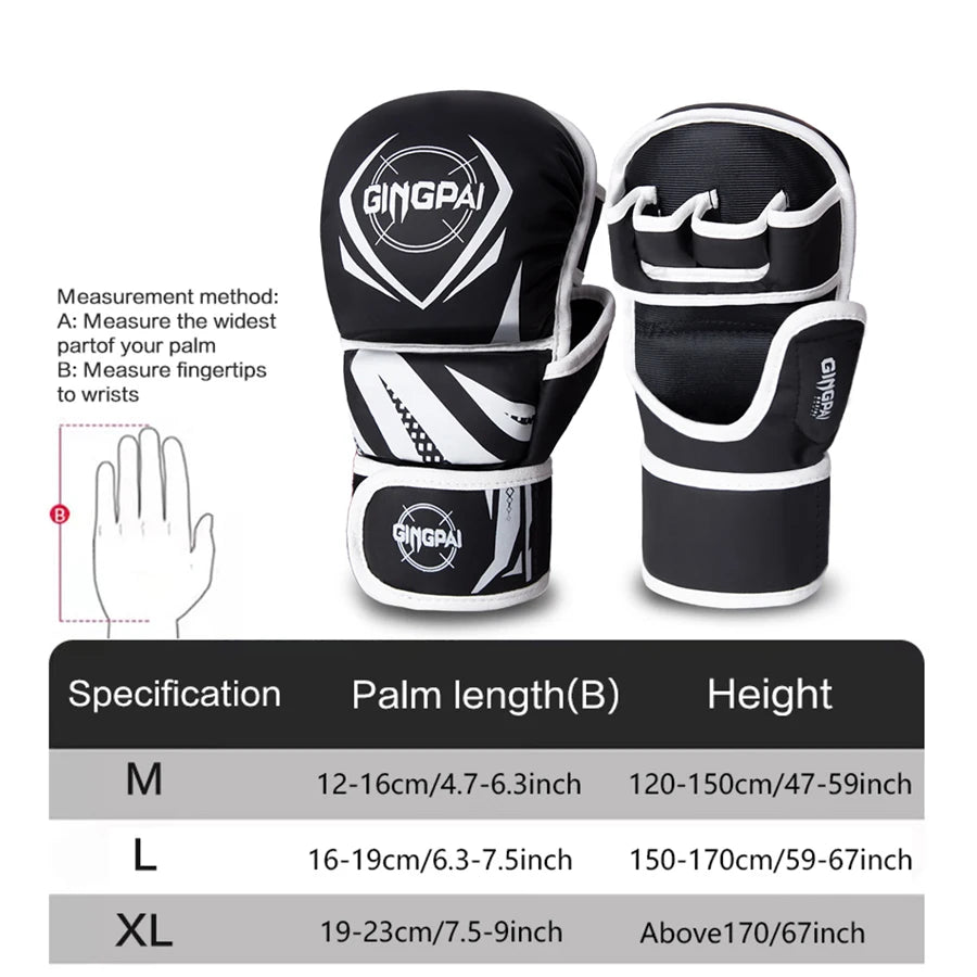Professional MMA Half Finger Boxing Gloves - Thickened Sanda & Free Fighting Training Gloves for Mixed Martial Arts - Perfect for MMA, Kickboxing, Muay Thai & Combat Sports Training