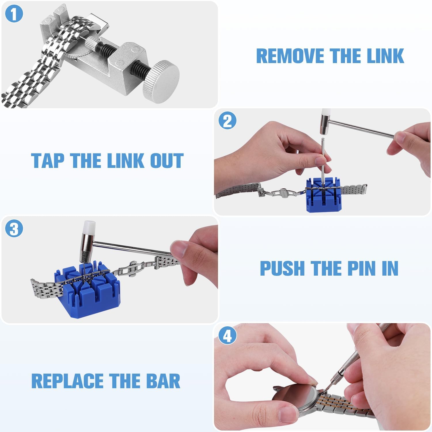Professional Watch Link Removal Tool Kit - Adjust & Resize Watch Bands Easily | Watch Bracelet Sizing Kit with Pin Pusher | Perfect for Watch Repair, DIY Adjustments & Jewelry Maintenance