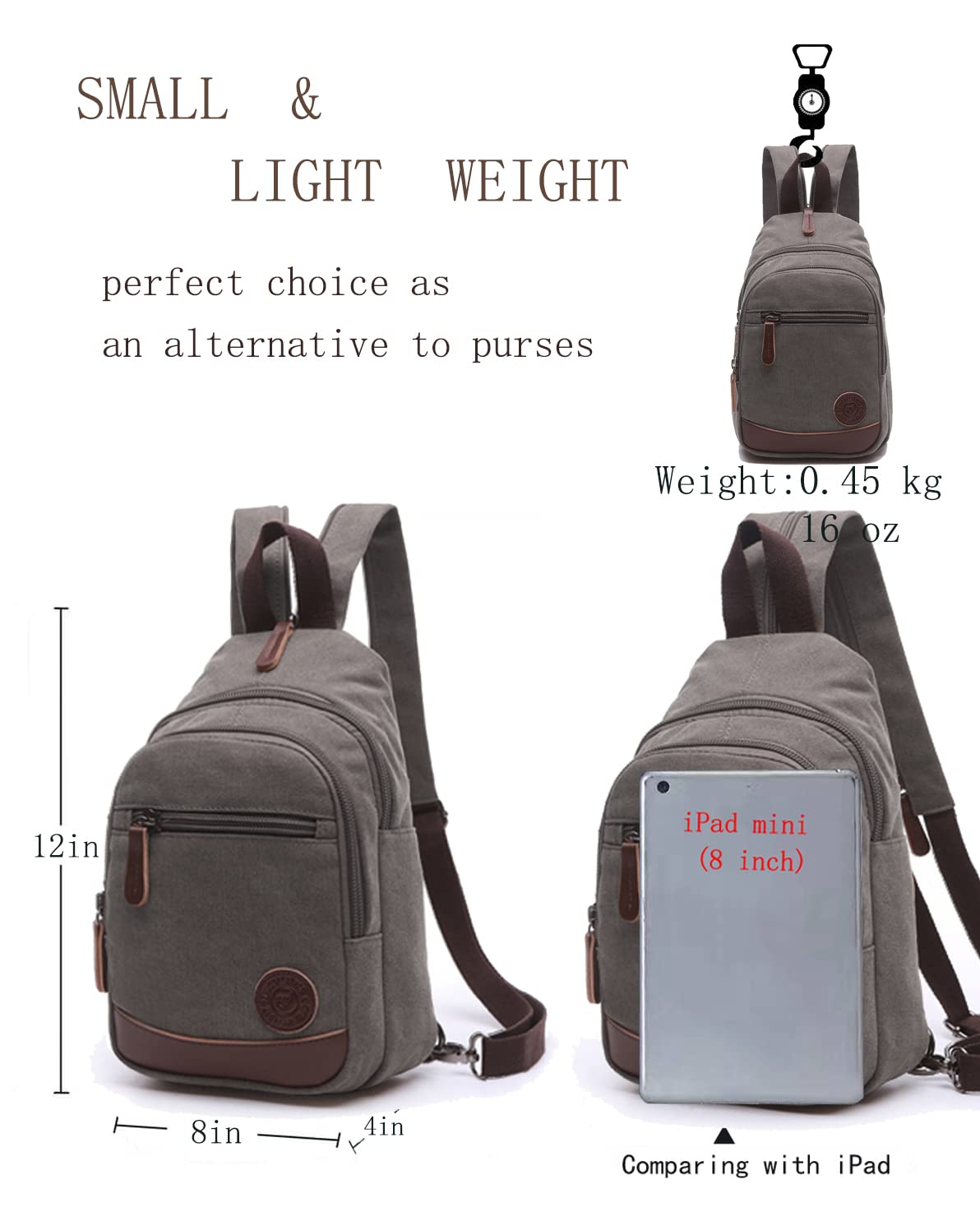 Lightweight Sling Bag Crossbody Backpack for Women & Men - Compact Shoulder Bag for Travel, Hiking, Work & Daily Use