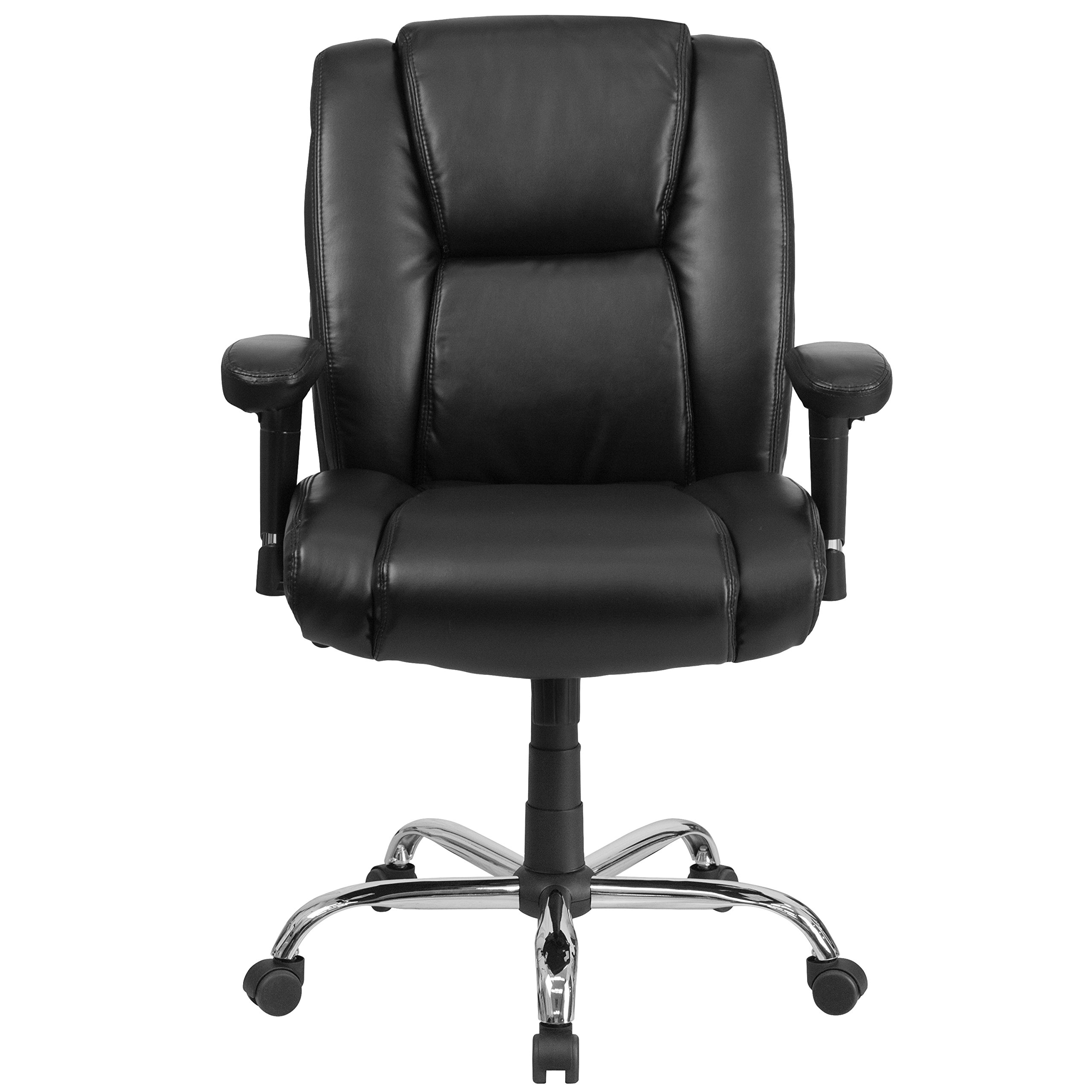 400 lb. Capacity Big & Tall Black LeatherSoft Adjustable Arm Ergonomic Office Chair - Heavy Duty Executive Desk Chair for Home & Business Use