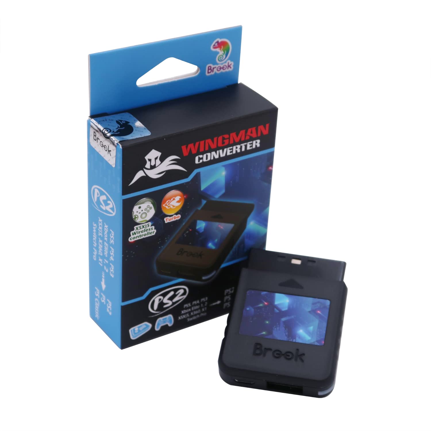 Mcbazel Brook Wingman PS2 Converter for Xbox 360/Xbox One/XSX|S/Xbox Elite 1&2/PS5/PS4/PS3/Switch Pro Controller - Universal Gaming Adapter for Classic & Modern Consoles - Perfect for Retro Gaming & Multi-Platform Compatibility