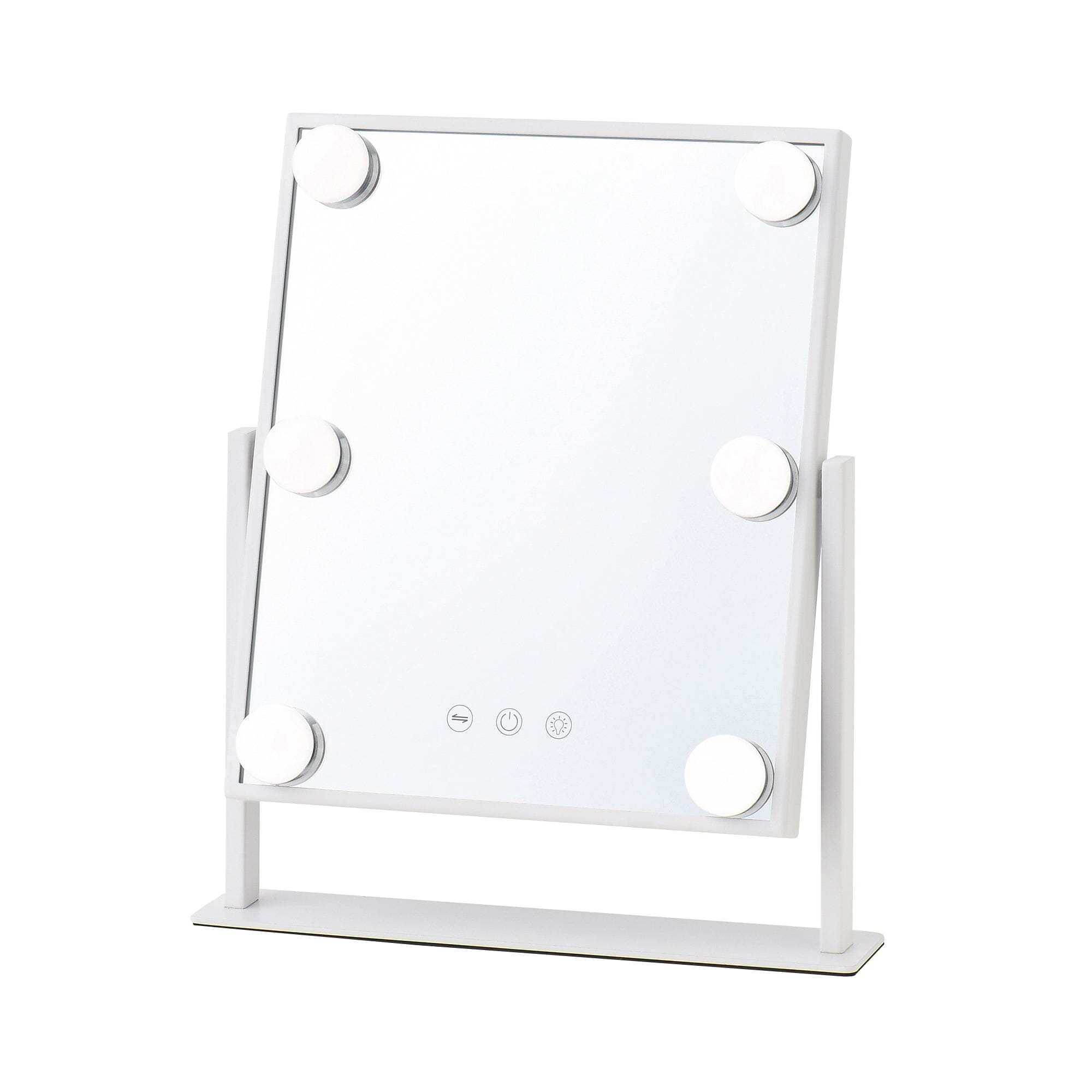 Hollywood Square Vanity Mirror with Lights - Small White Makeup Mirror for Dressing Table, Bathroom, and Bedroom - Perfect for Makeup Application, Skincare, and Selfie Lighting