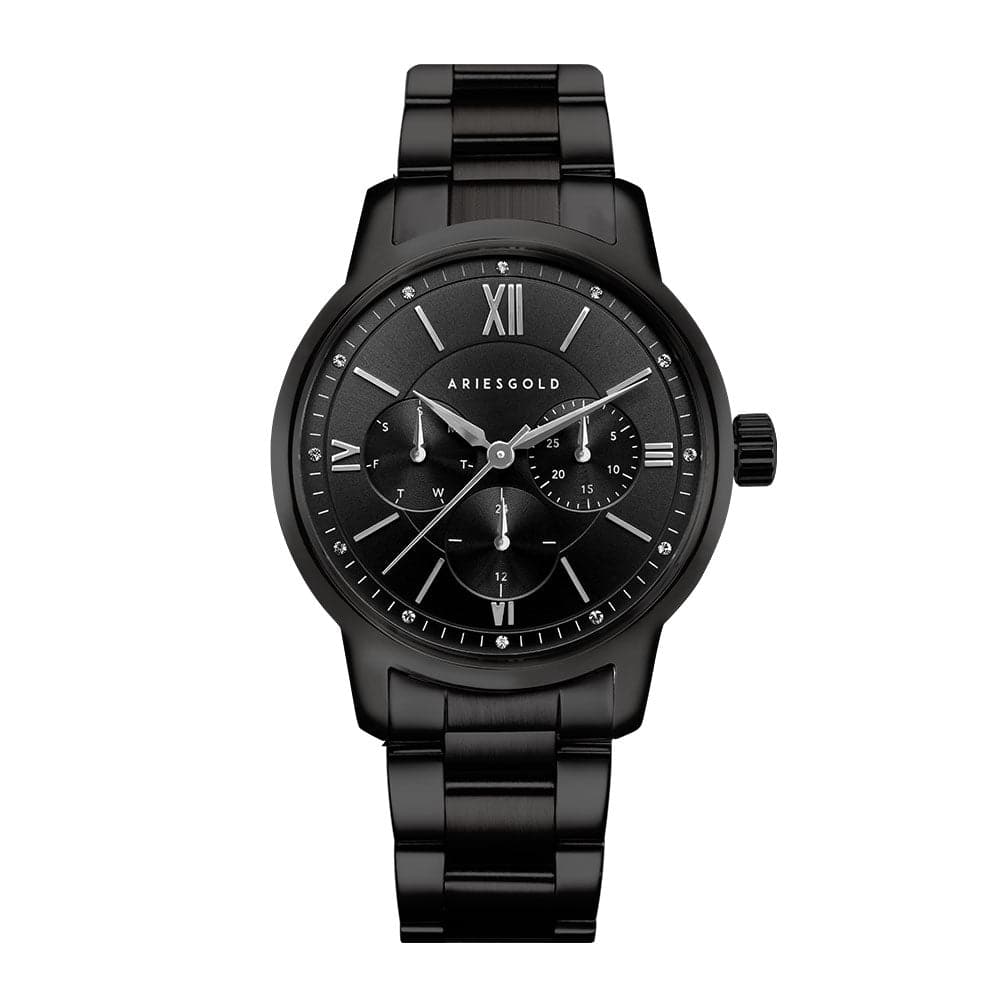 ARIES GOLD Urban Eternal Black Stainless Steel Women's Watch - Stylish & Durable Timepiece for Everyday Wear, Office, and Special Occasions