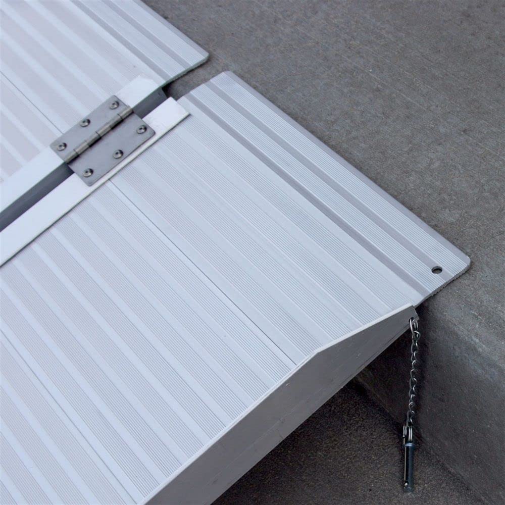 Silver Spring 4-Foot Heavy Duty Folding Ramp - 600 lb Capacity Aluminum Mobility & Utility Ramp for Wheelchairs, Scooters, Lawn Mowers - Perfect for Home, Garage & Outdoor Use