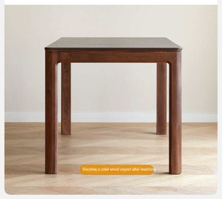 Premium Black Walnut Solid Wood Rock Slab Dining Table - Natural Wood Grain - Rustic Modern Farmhouse Style - Perfect for Dining Rooms, Kitchens & Open Concept Living Spaces